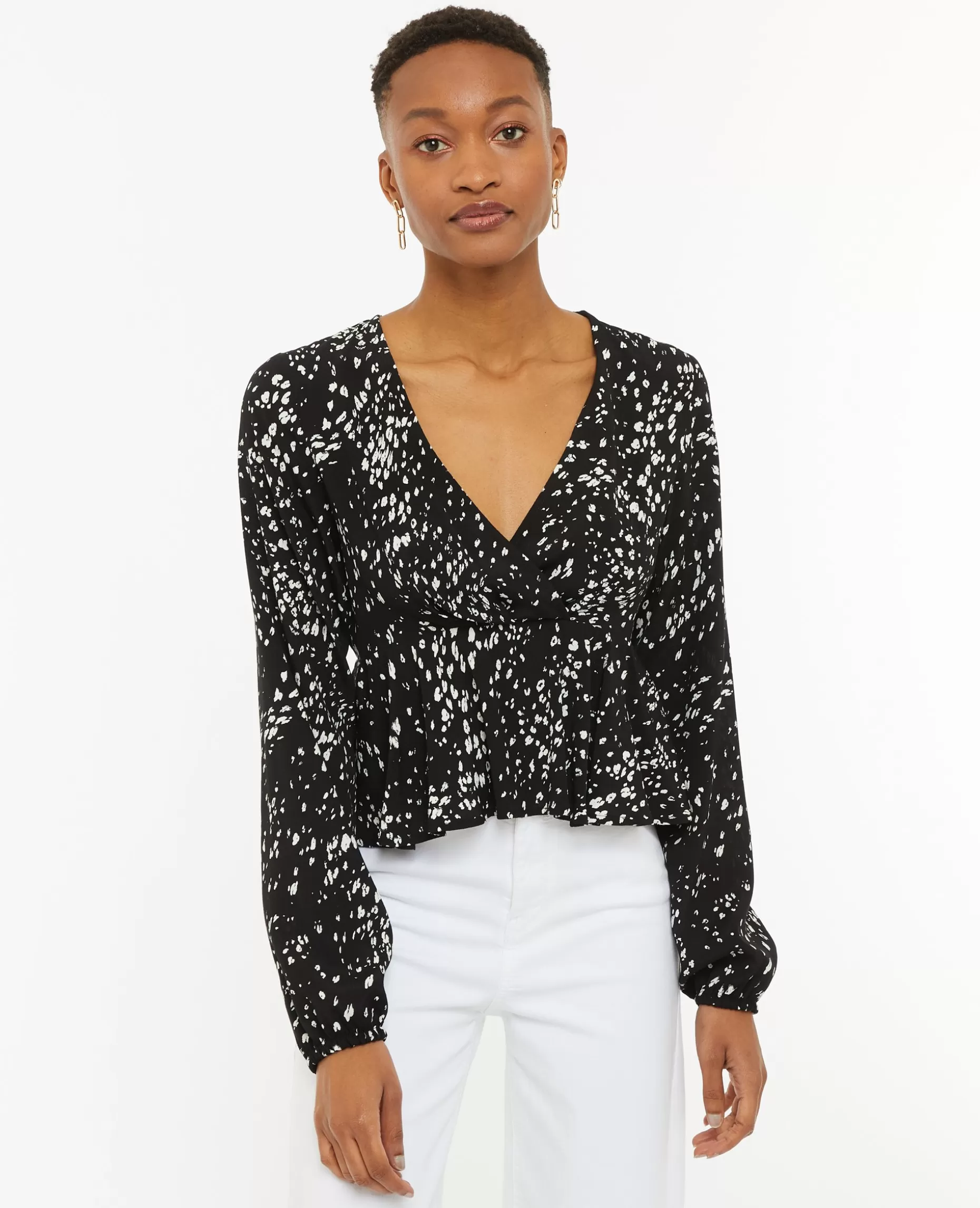 Online Pimkie Blouse Cache-cœur En Tissu Fluide - noir