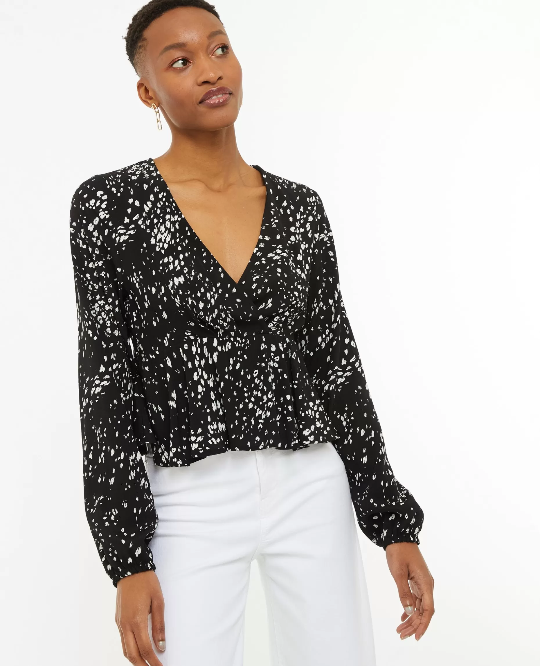 Online Pimkie Blouse Cache-cœur En Tissu Fluide - noir