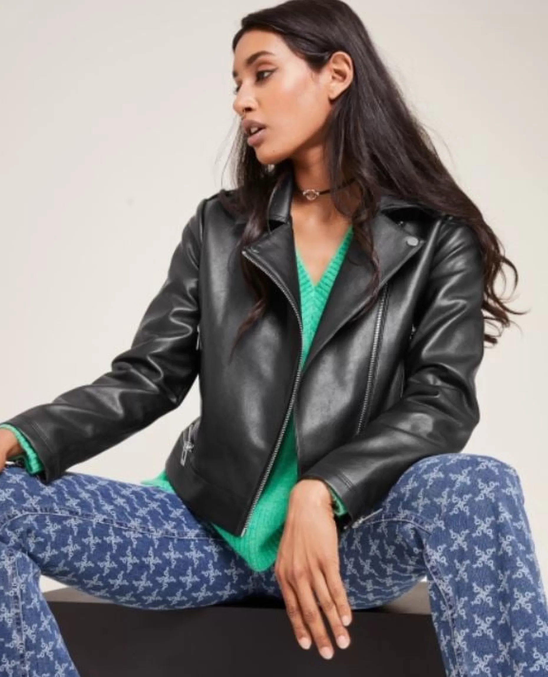 Clearance Pimkie Blouson Biker Zippé - noir