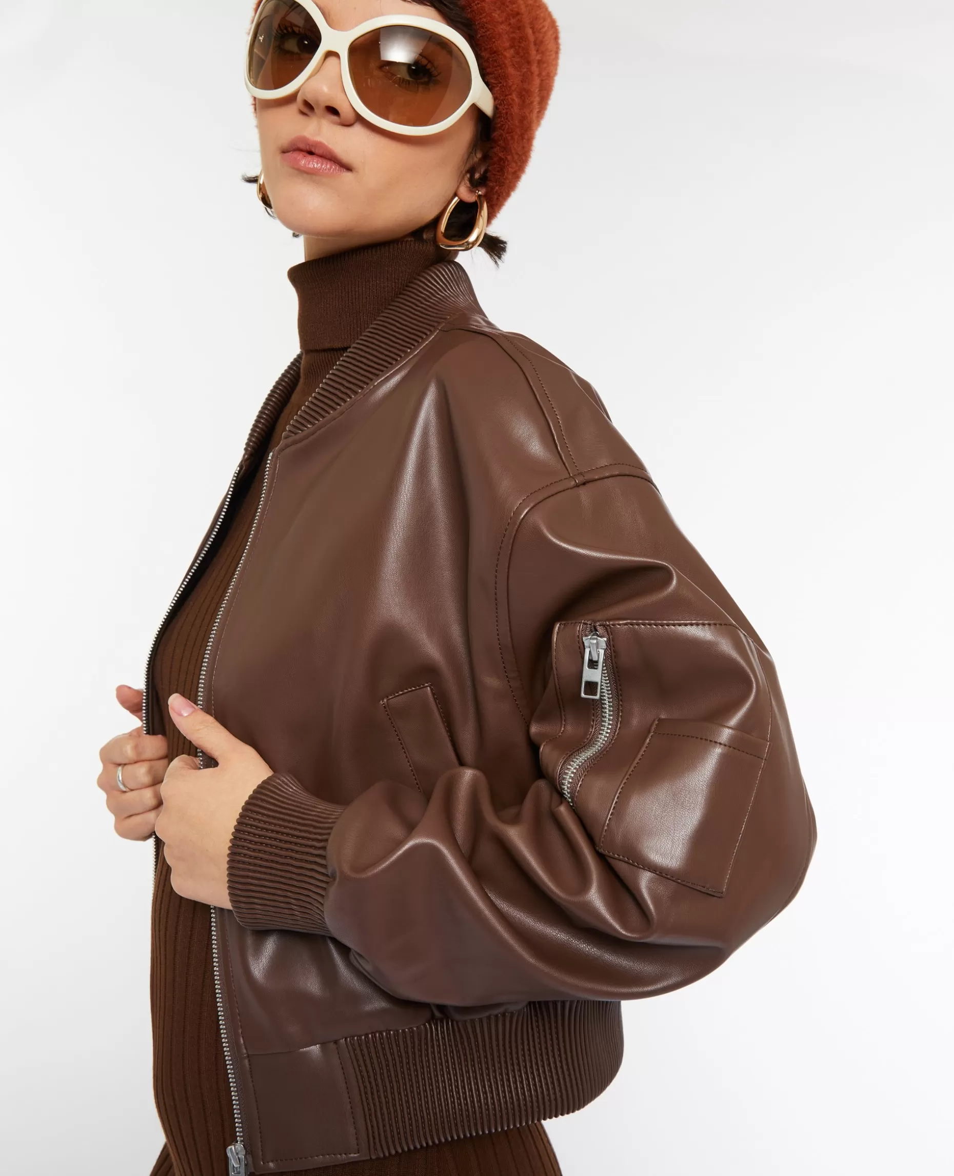 Outlet Pimkie Blouson Bomber En Simili Cuir - marron