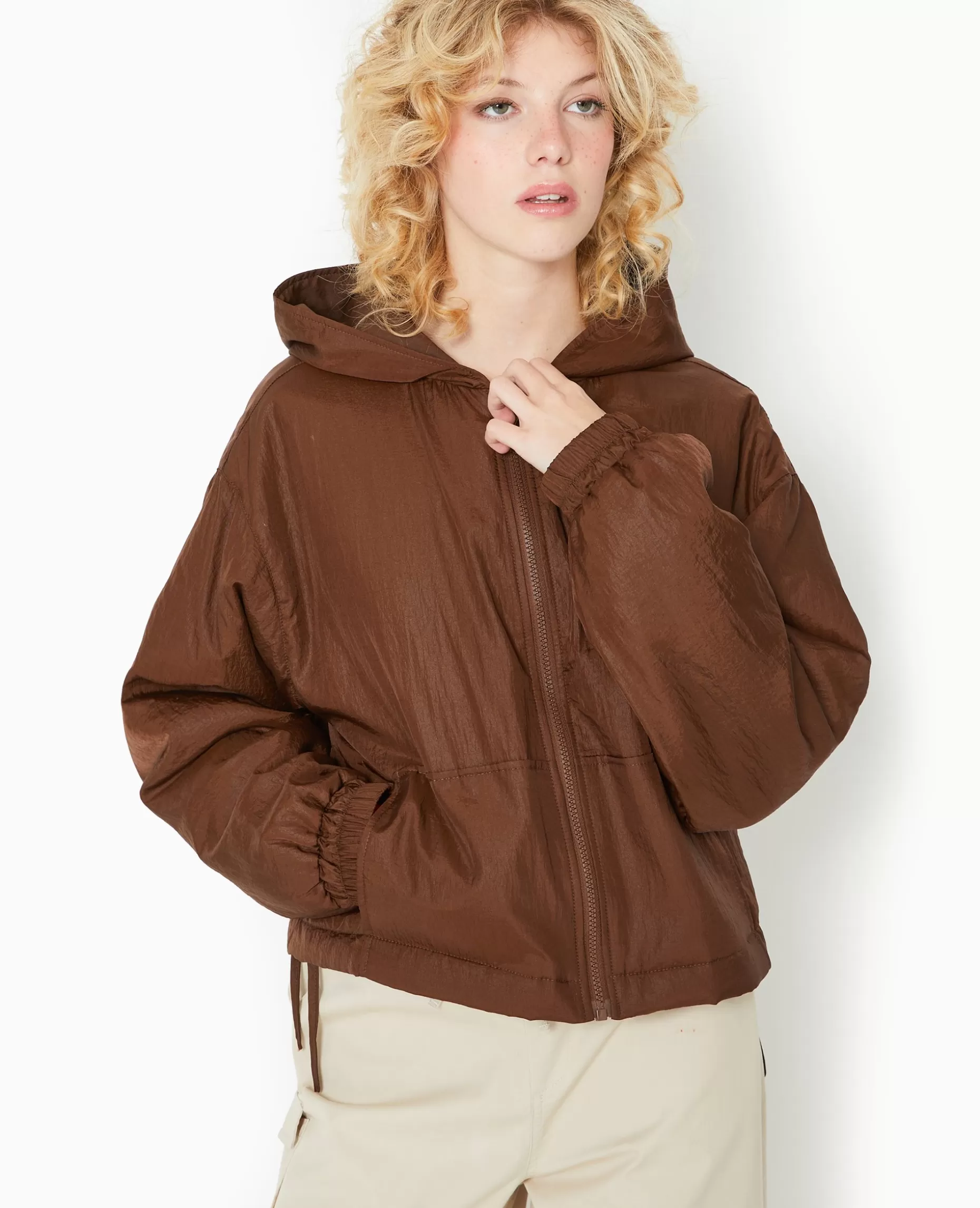 Discount Pimkie Blouson Léger Avec Capuche - marron