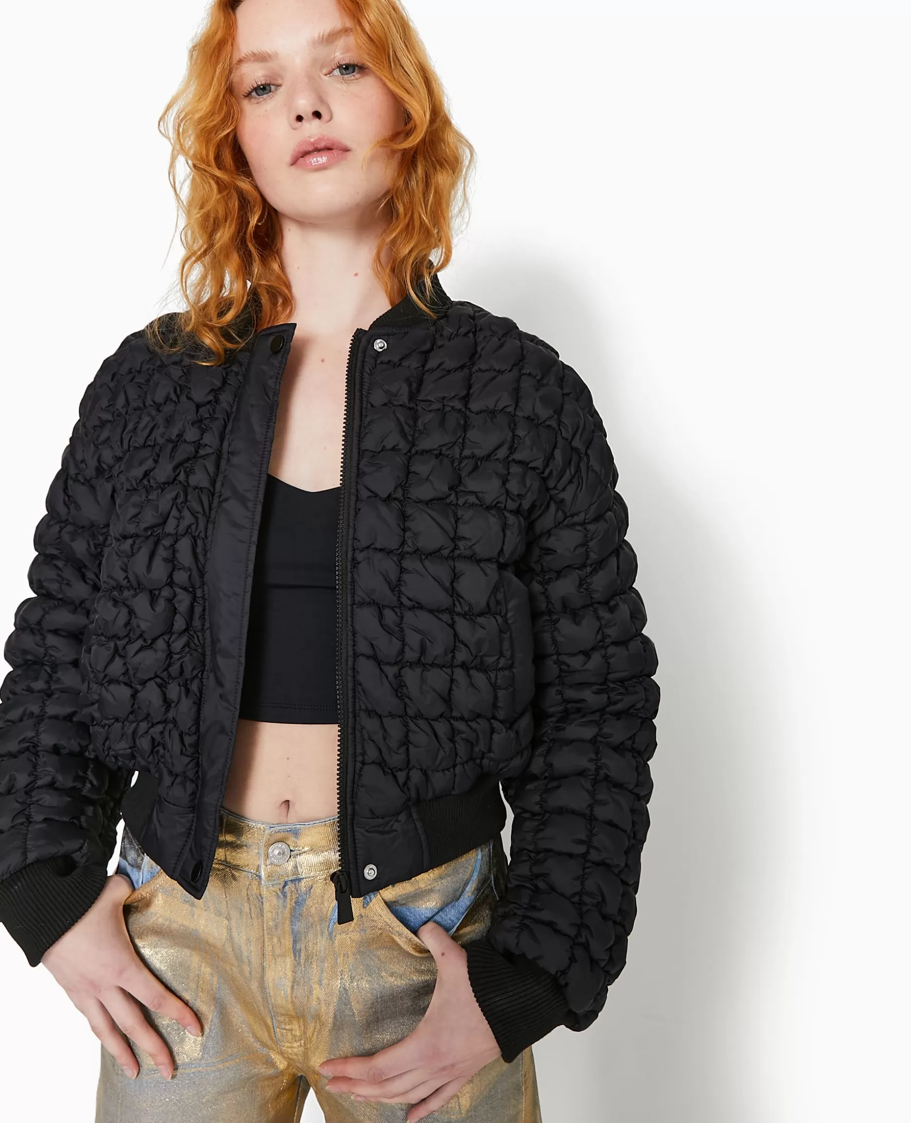 Discount Pimkie Blouson Matelassé Forme Bombers - noir