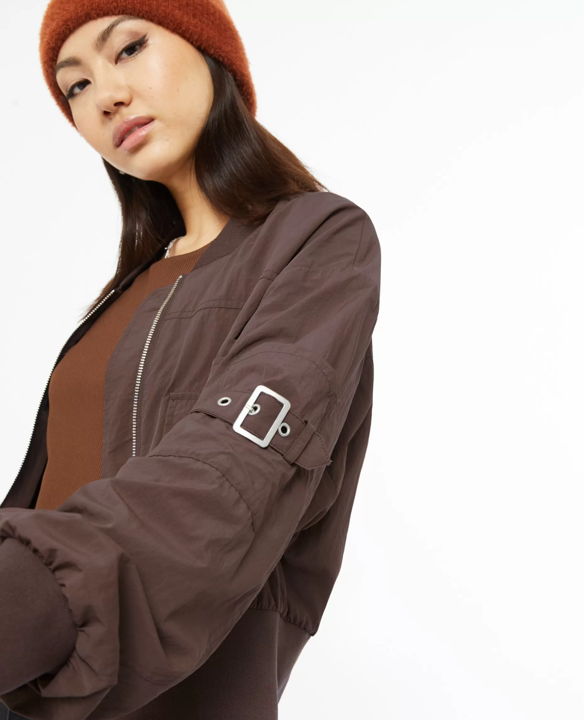 Fashion Pimkie Bomber En Toile Parachute - marron