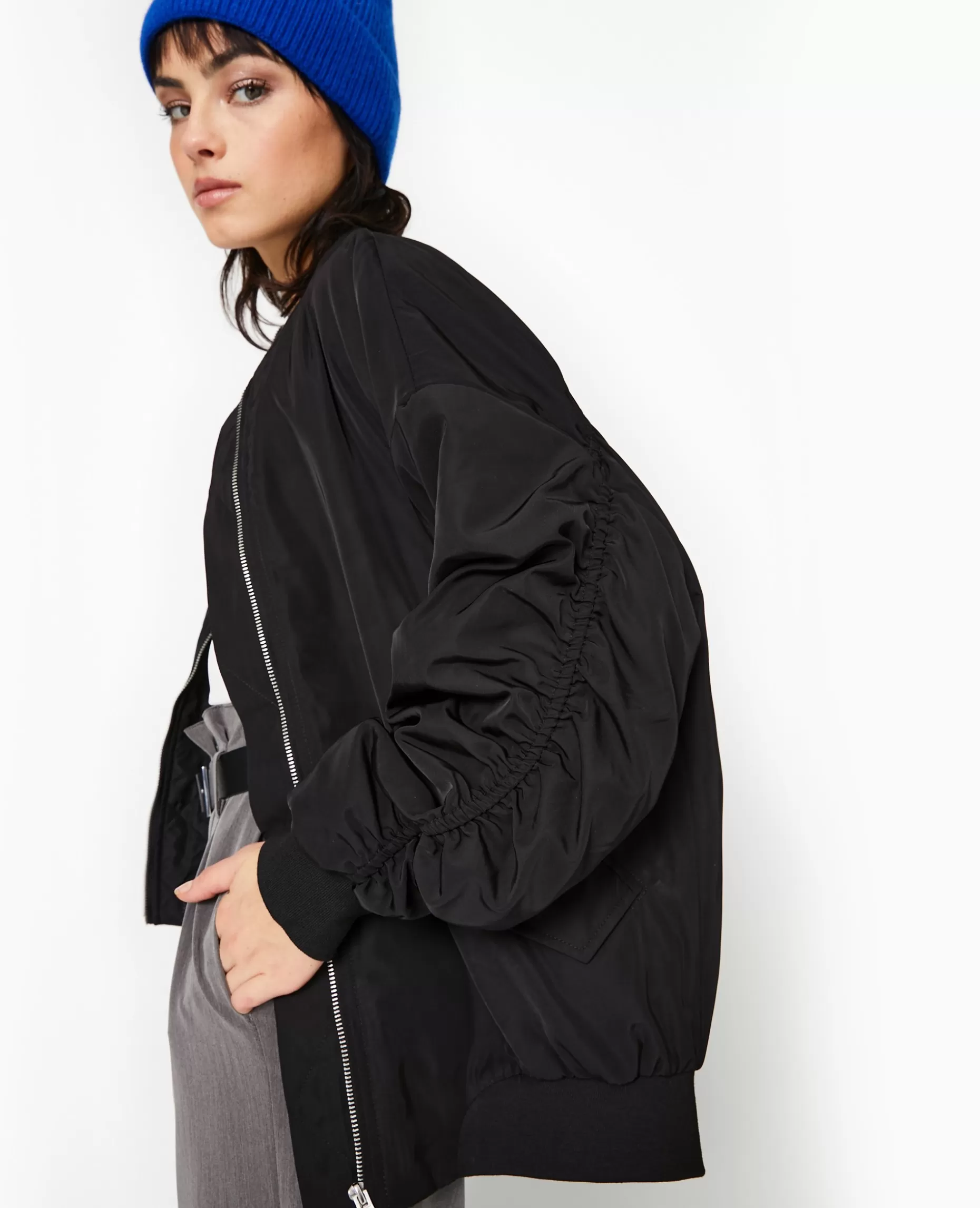 Sale Pimkie Bombers Oversize Avec Fronces Dos Et Manches - noir