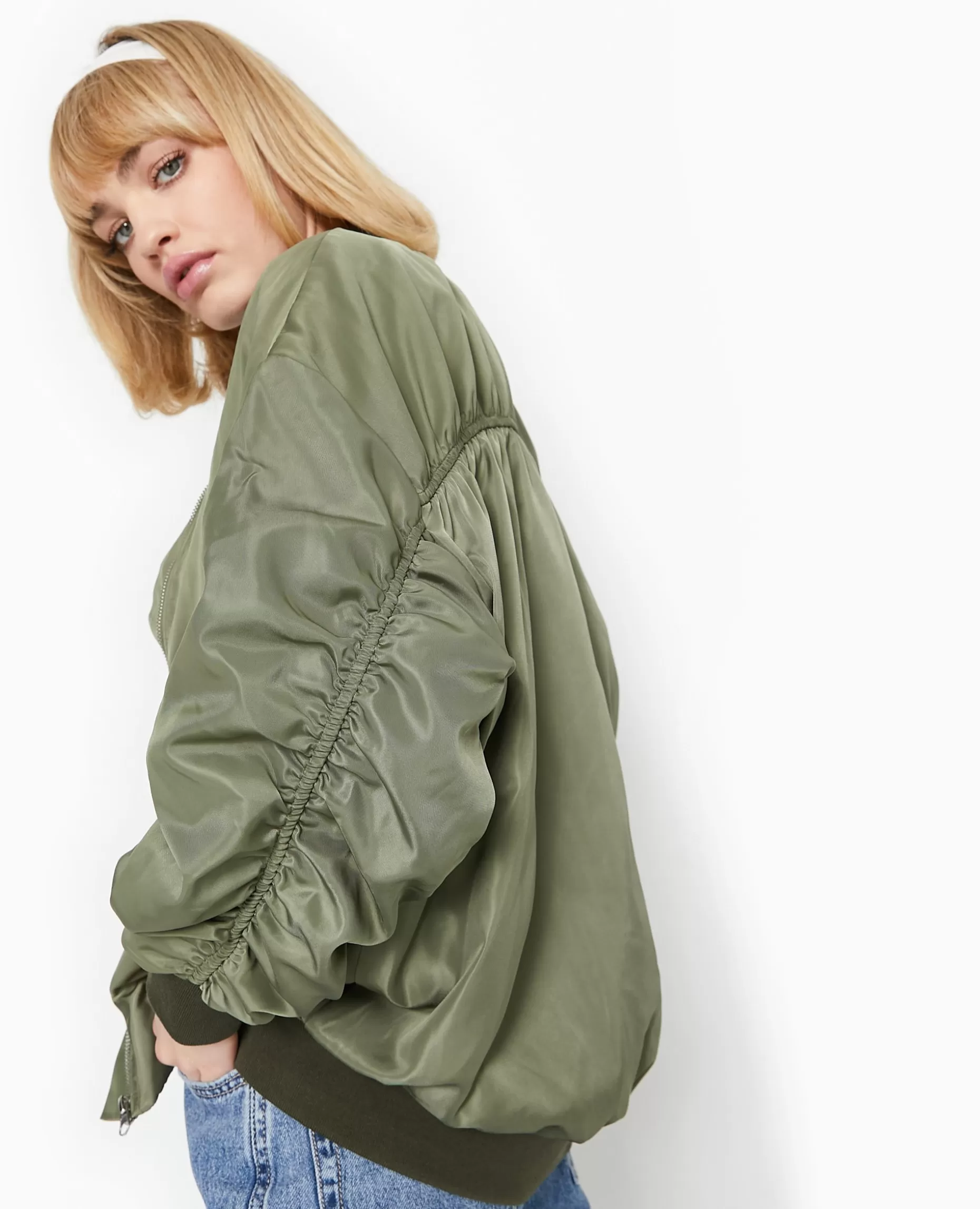 Hot Pimkie Bombers Oversize Avec Fronces Dos Et Manches - vert kaki