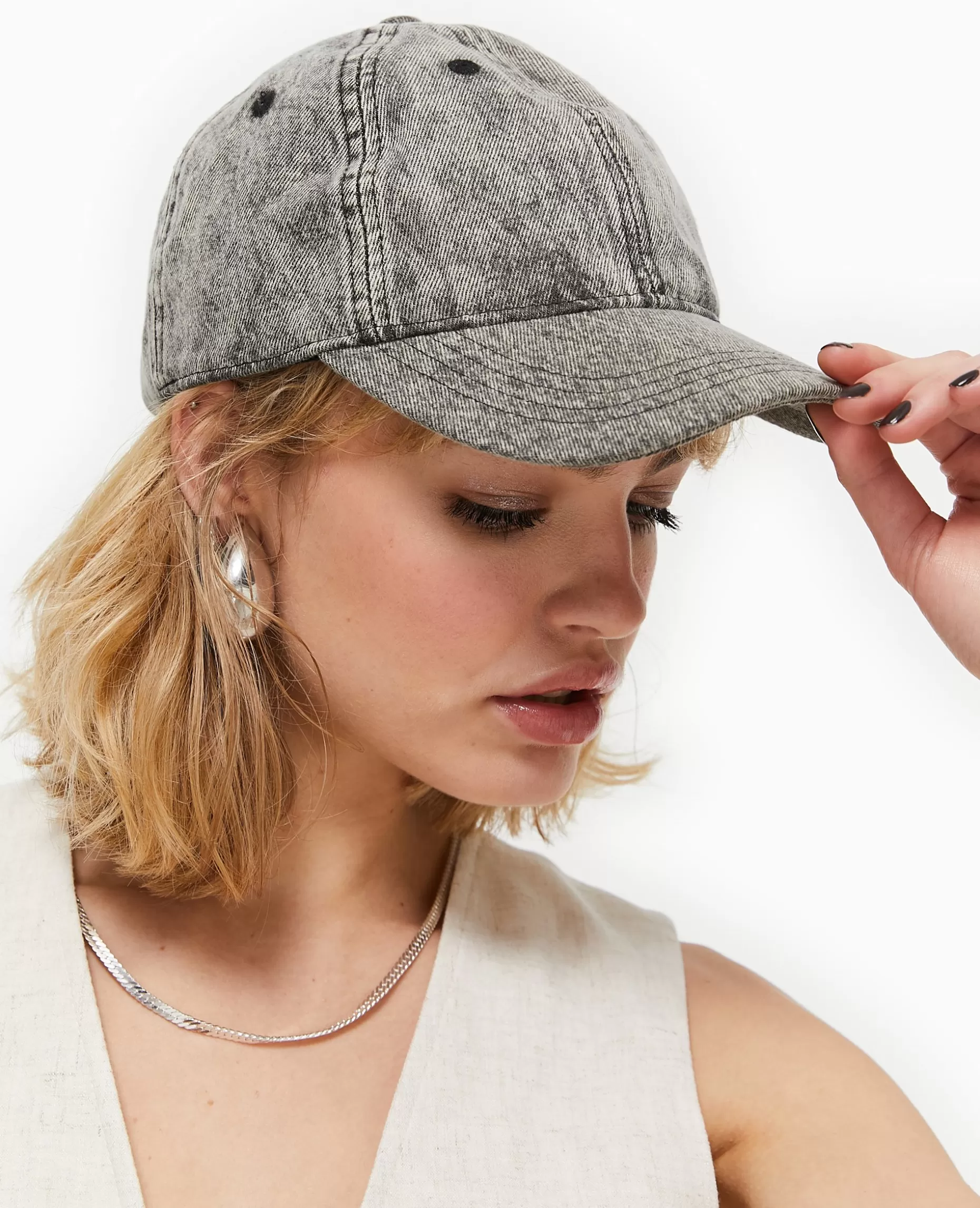 New Pimkie Casquette En Jean Délavé - noir