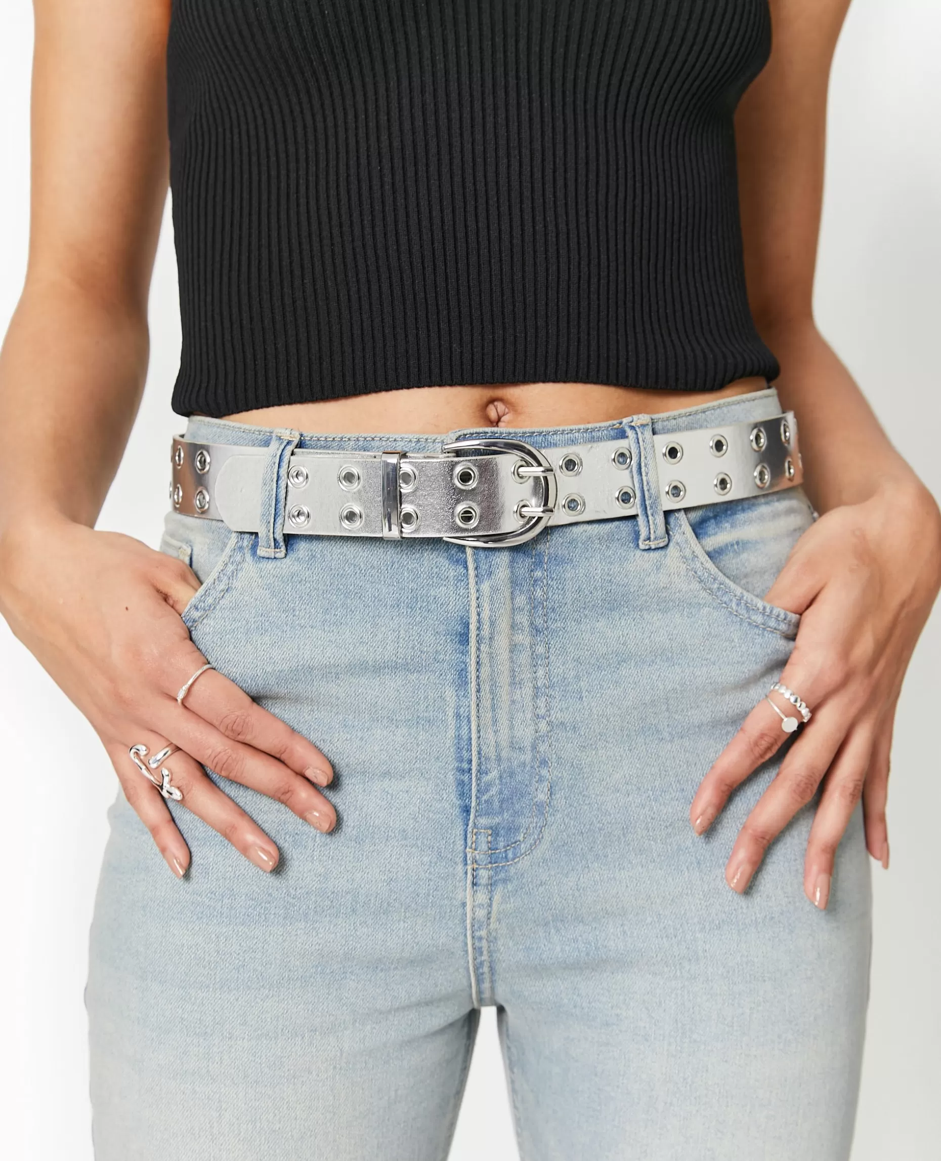 Outlet Pimkie Ceinture Avec œillets - argenté