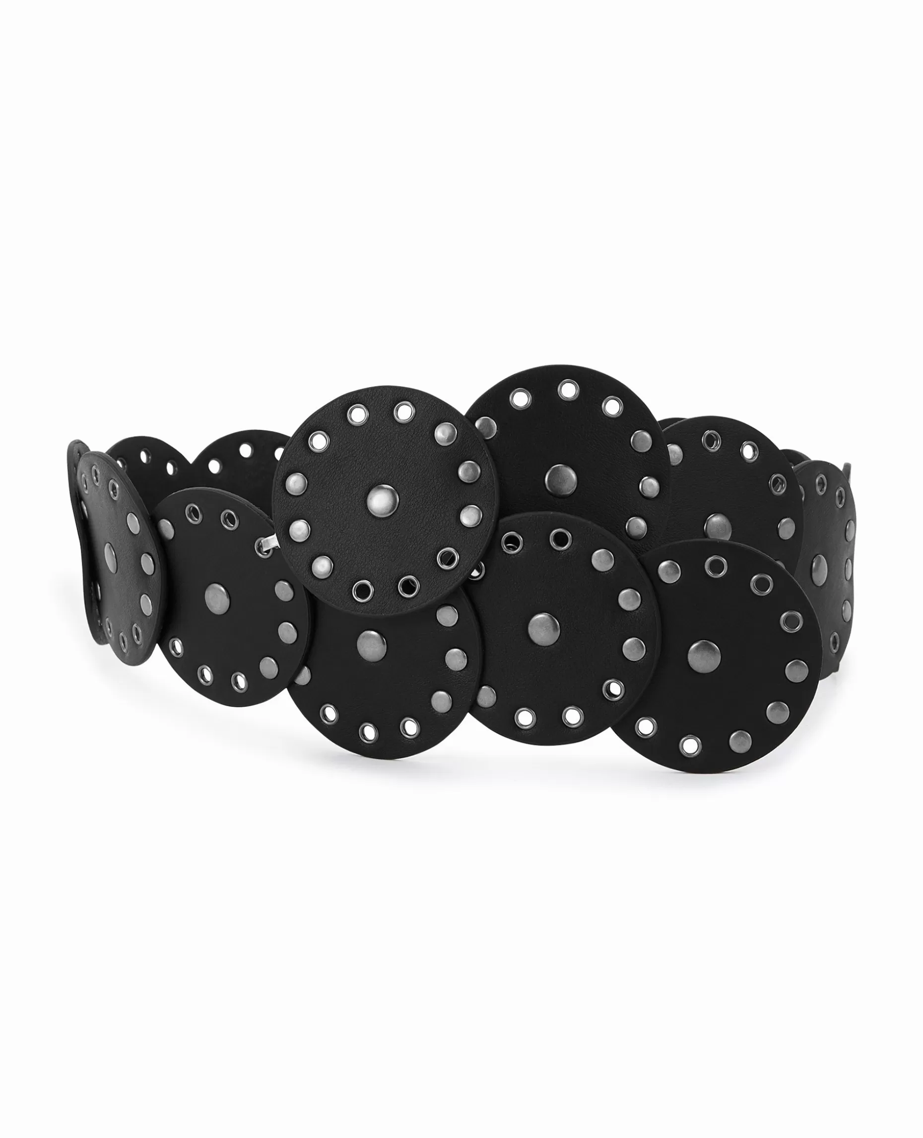 Fashion Pimkie Ceinture Avec Ronds, Oeillets Et Clous - noir