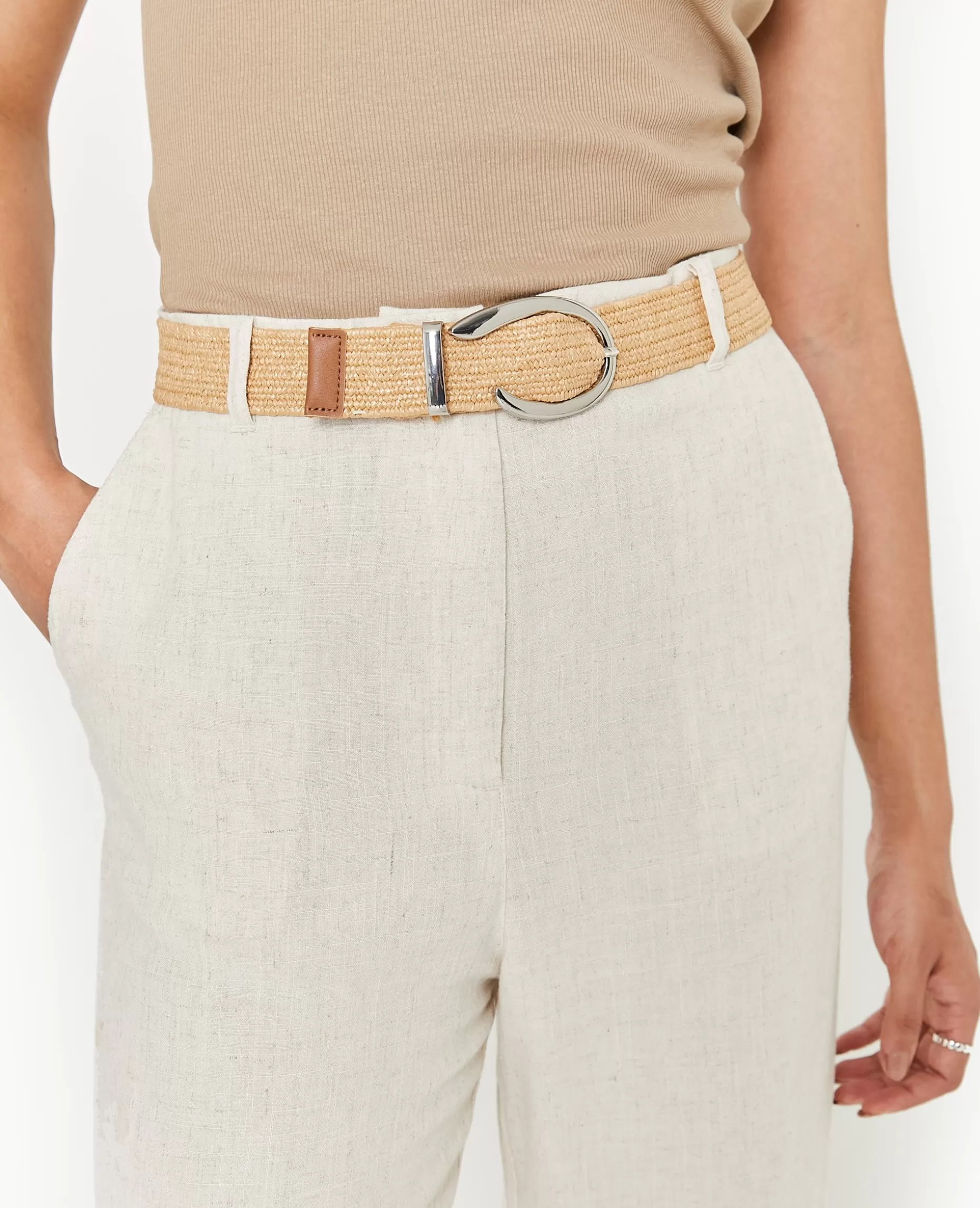 Sale Pimkie Ceinture En Paille élastiquée - beige