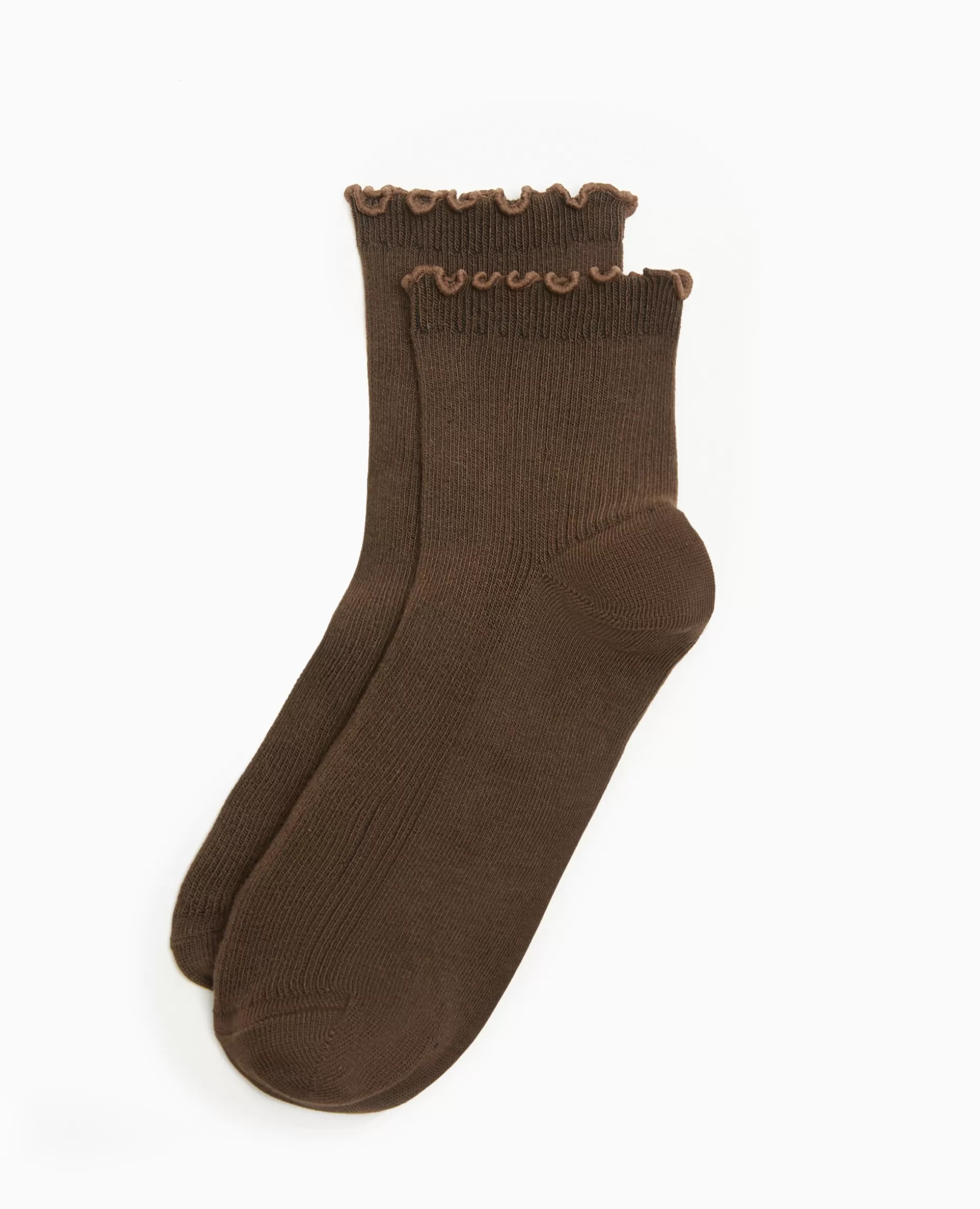 Cheap Pimkie Chaussettes Avec Bords Ondulées - marron