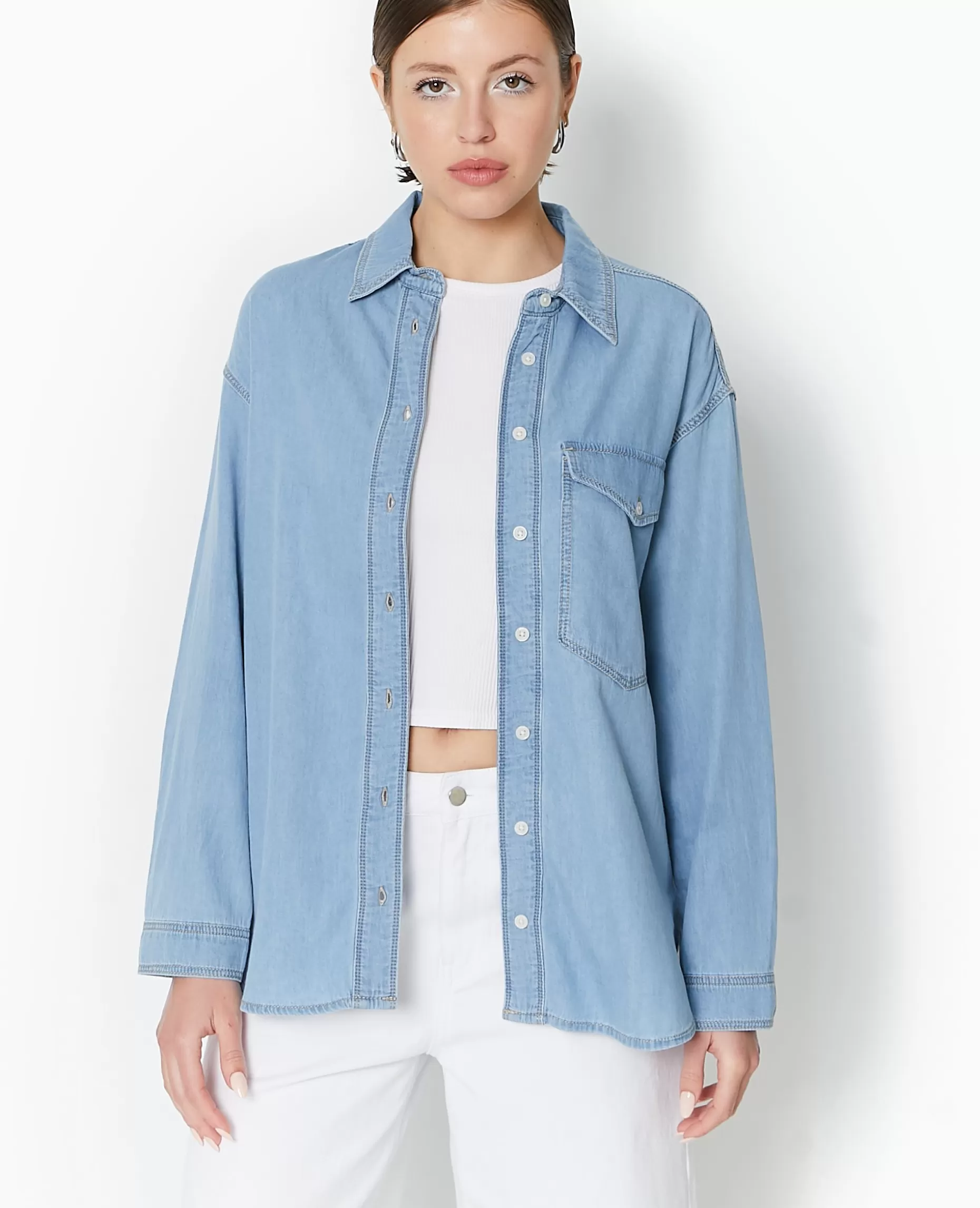 Hot Pimkie Chemise En Jean Fluide - bleu