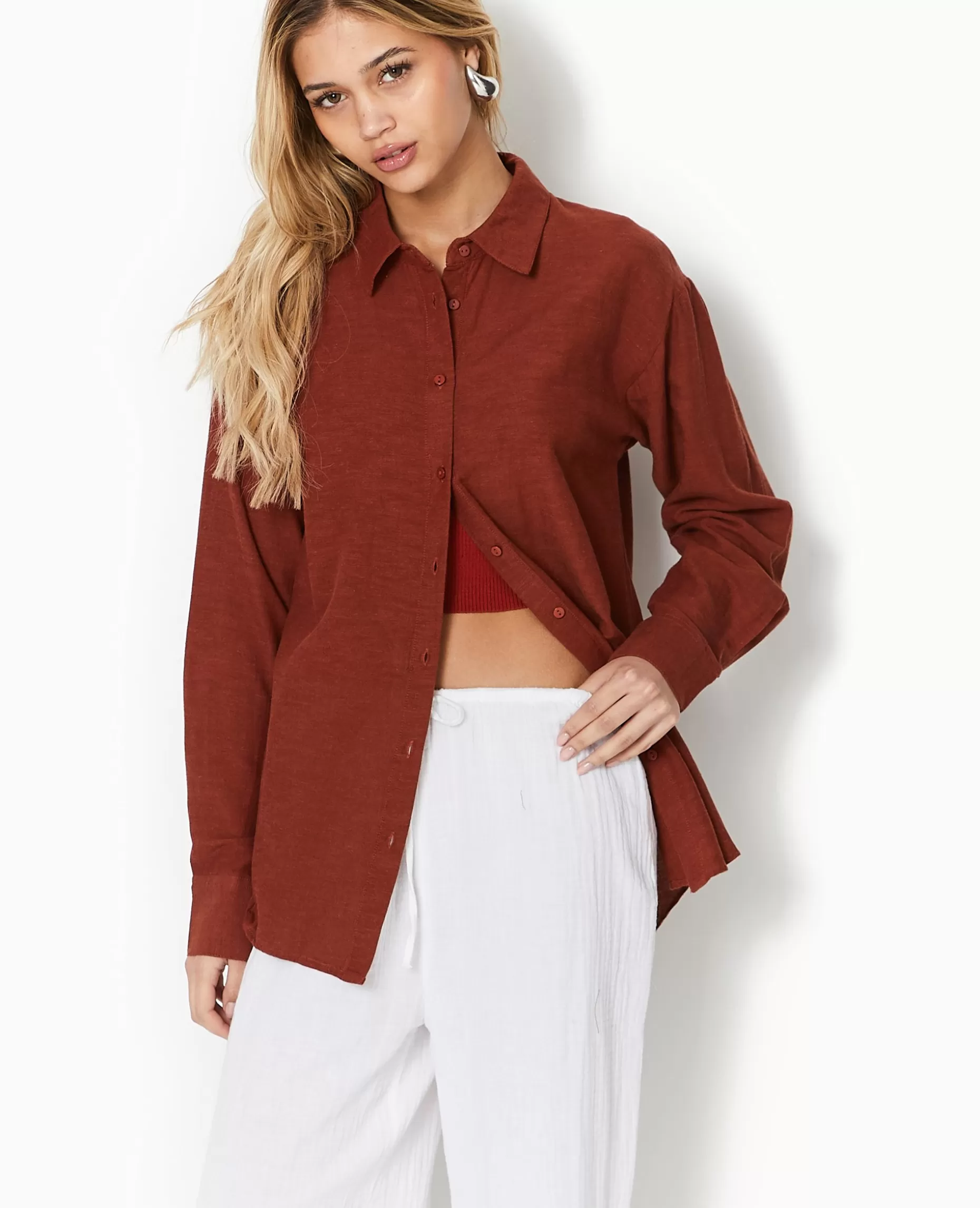 Flash Sale Pimkie Chemise Oversize Unie - marron