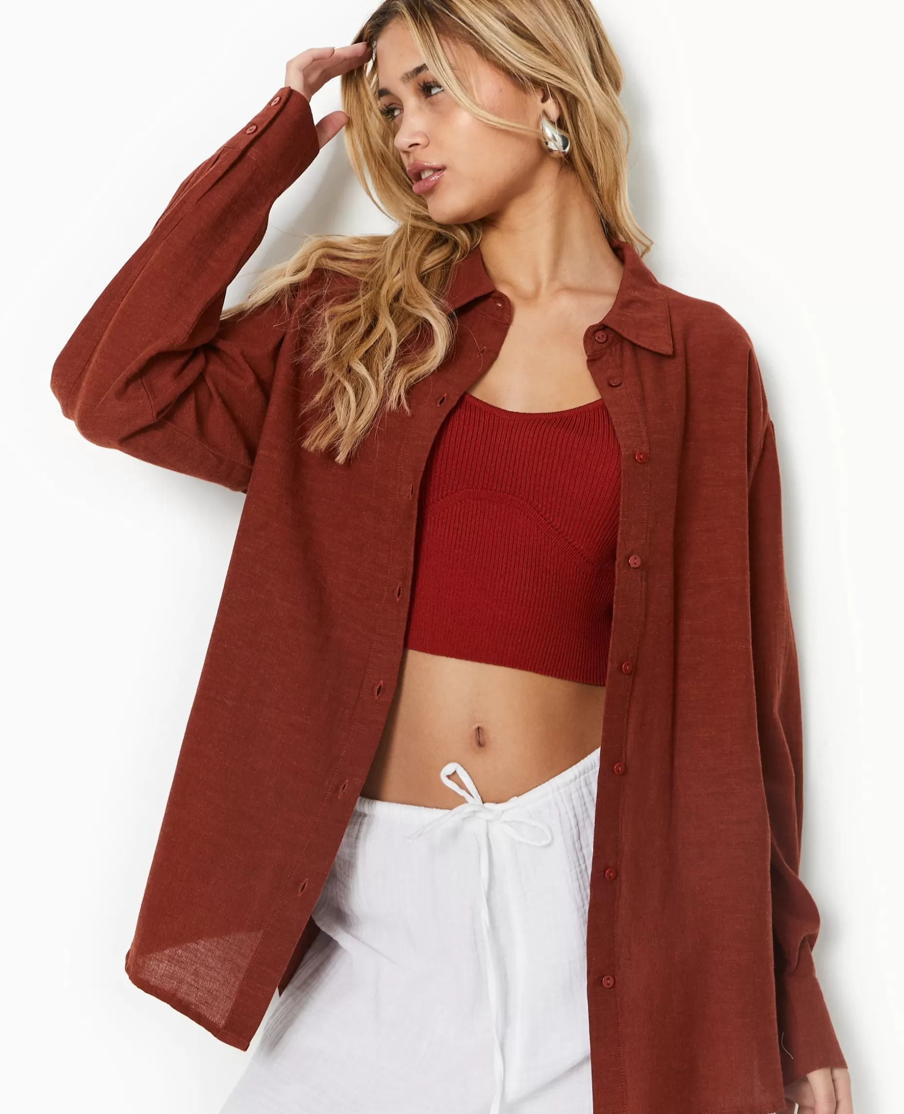 Flash Sale Pimkie Chemise Oversize Unie - marron