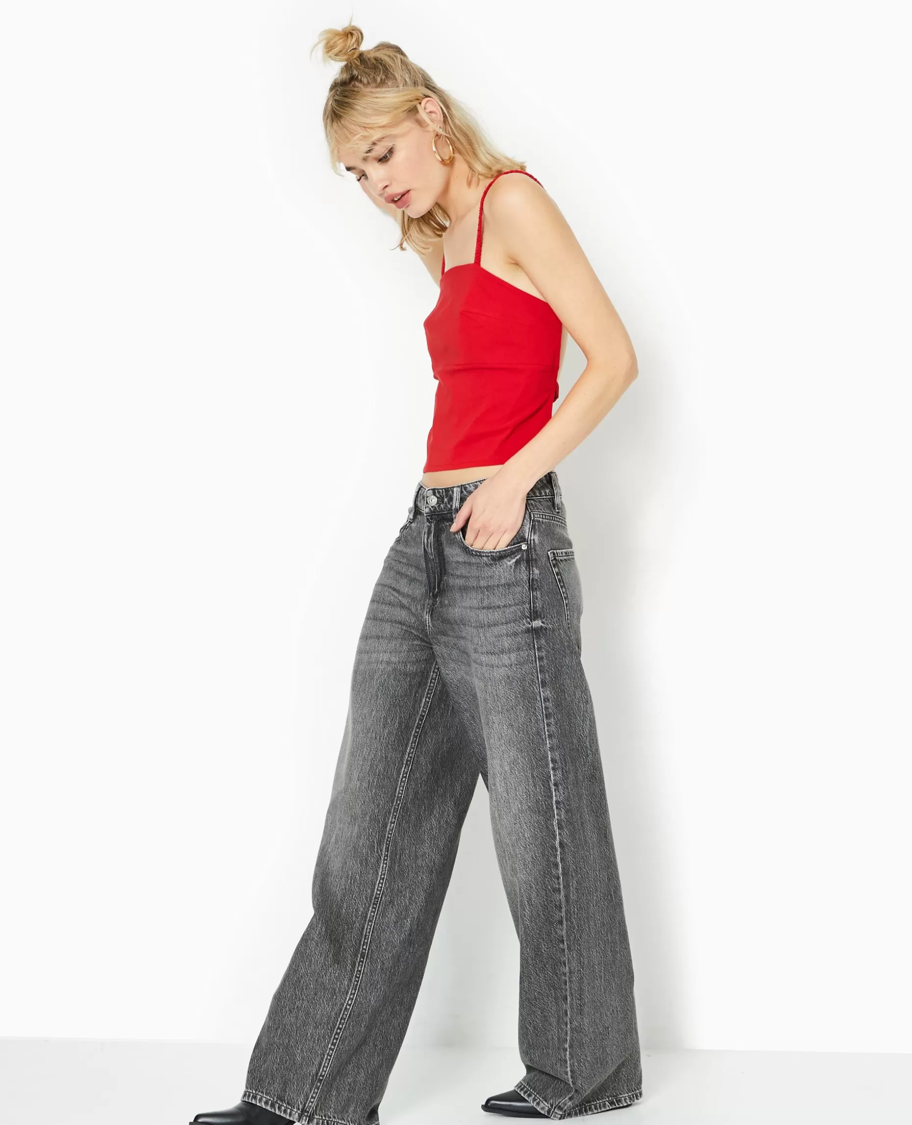 Shop Pimkie Jean Baggy Loose Taille Regular - gris foncé