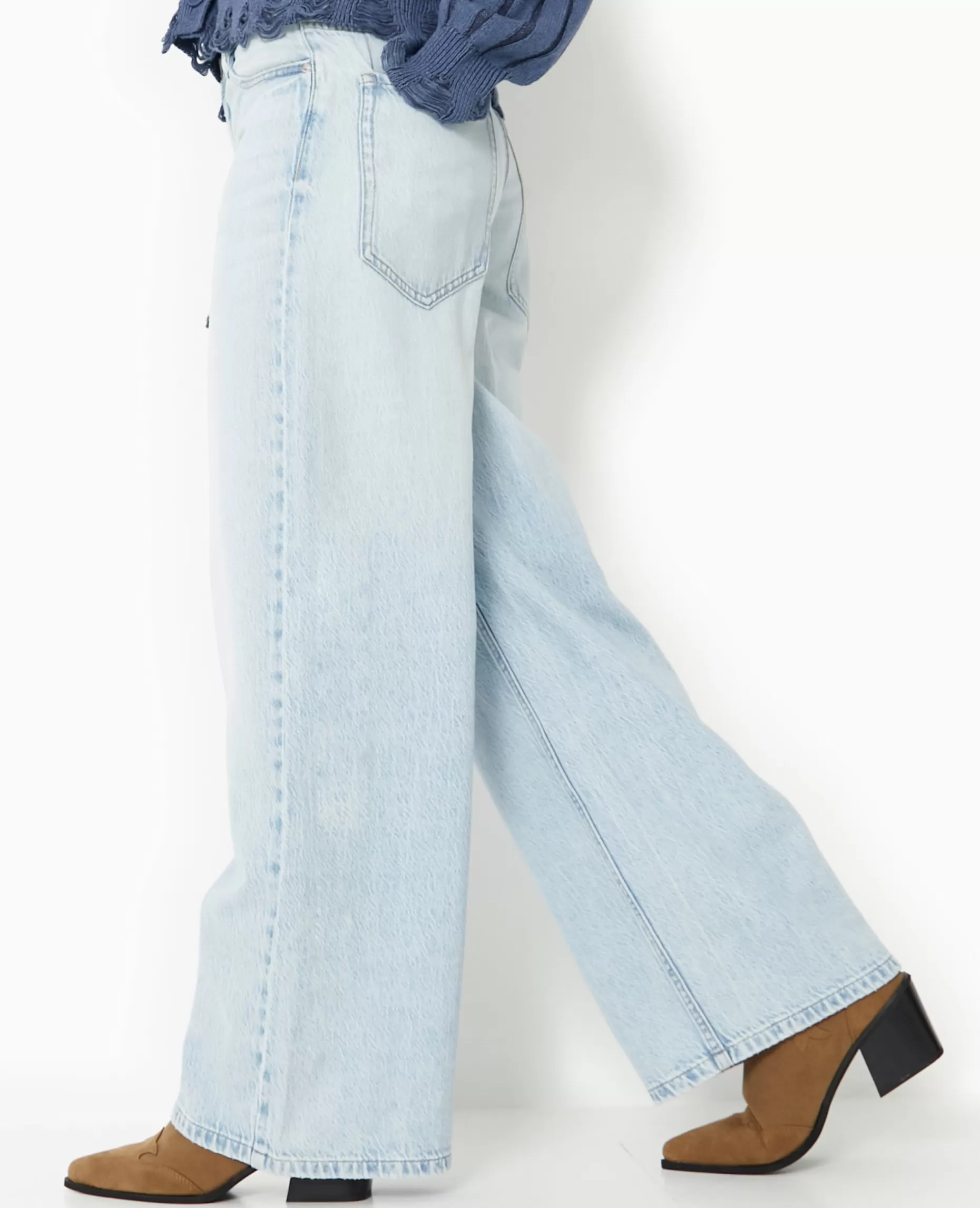 Best Sale Pimkie Jean Baggy Taille Haute - bleu clair