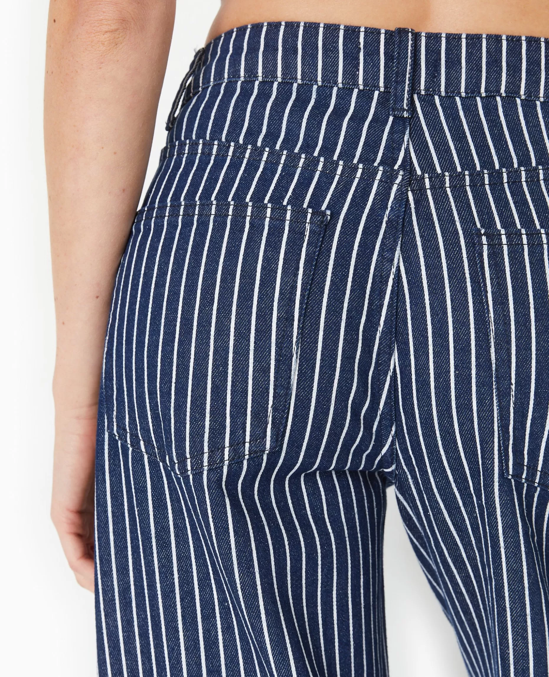 Hot Pimkie Jean Baggy Taille Haute Avec Rayures Et Revers - bleu