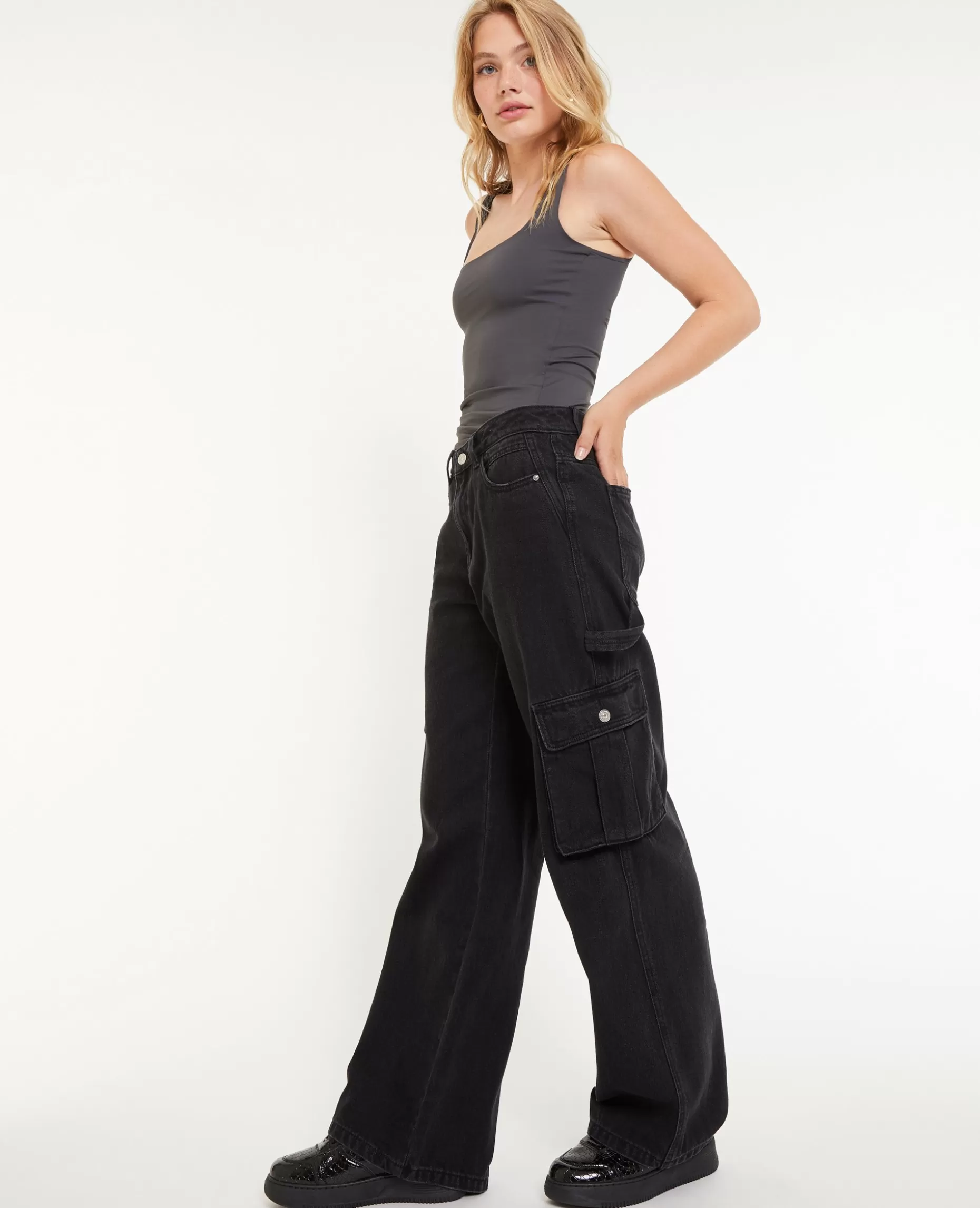 Outlet Pimkie Jean Cargo Large - noir