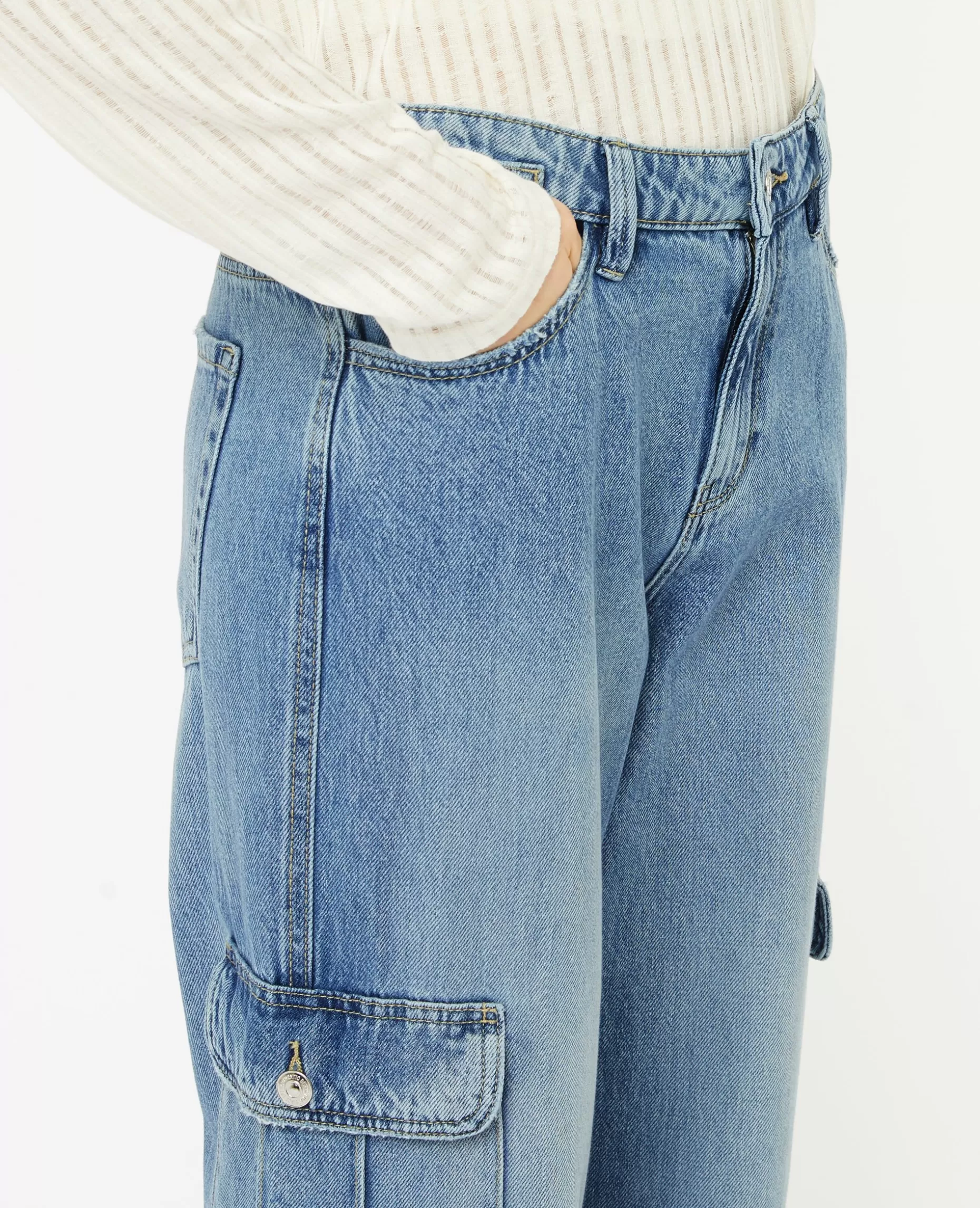 Cheap Pimkie Jean Cargo Taille Standard - bleu clair