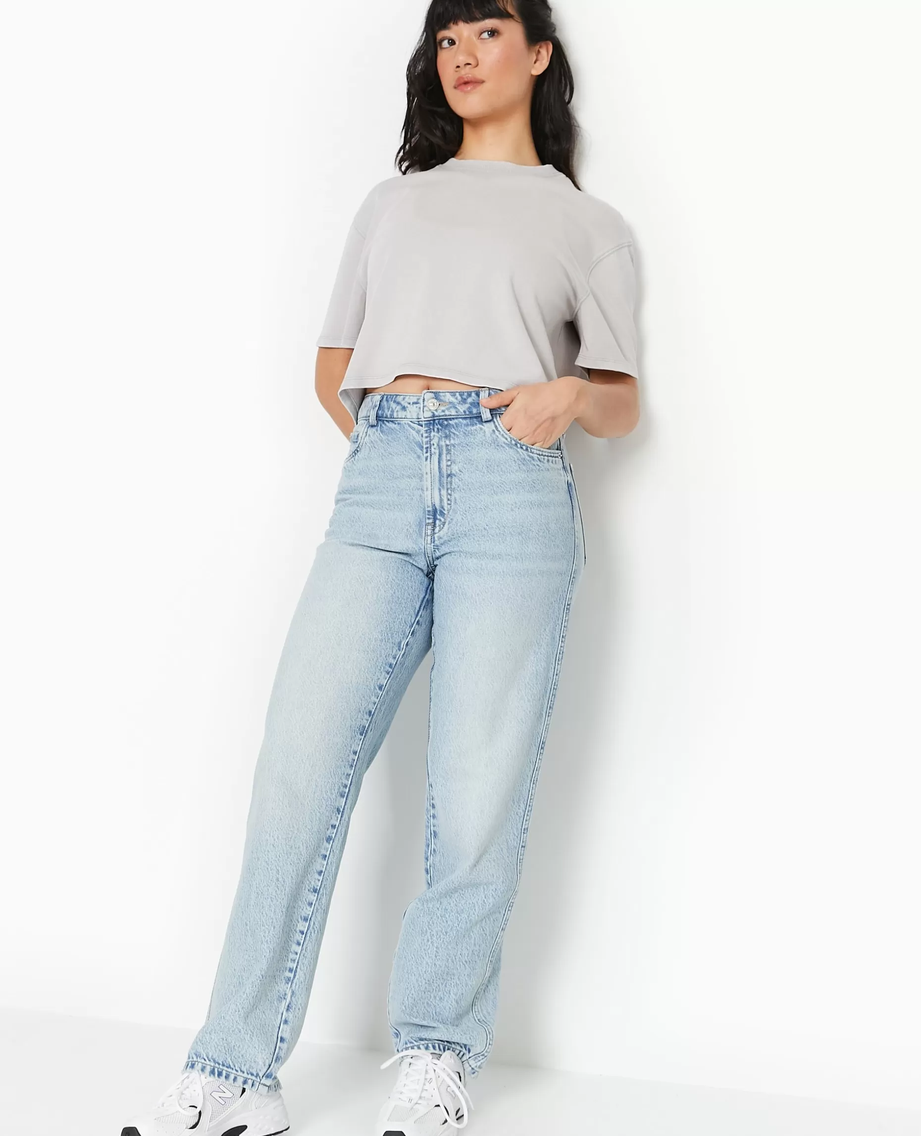 Outlet Pimkie Jean Droit Taille Haute - bleu clair