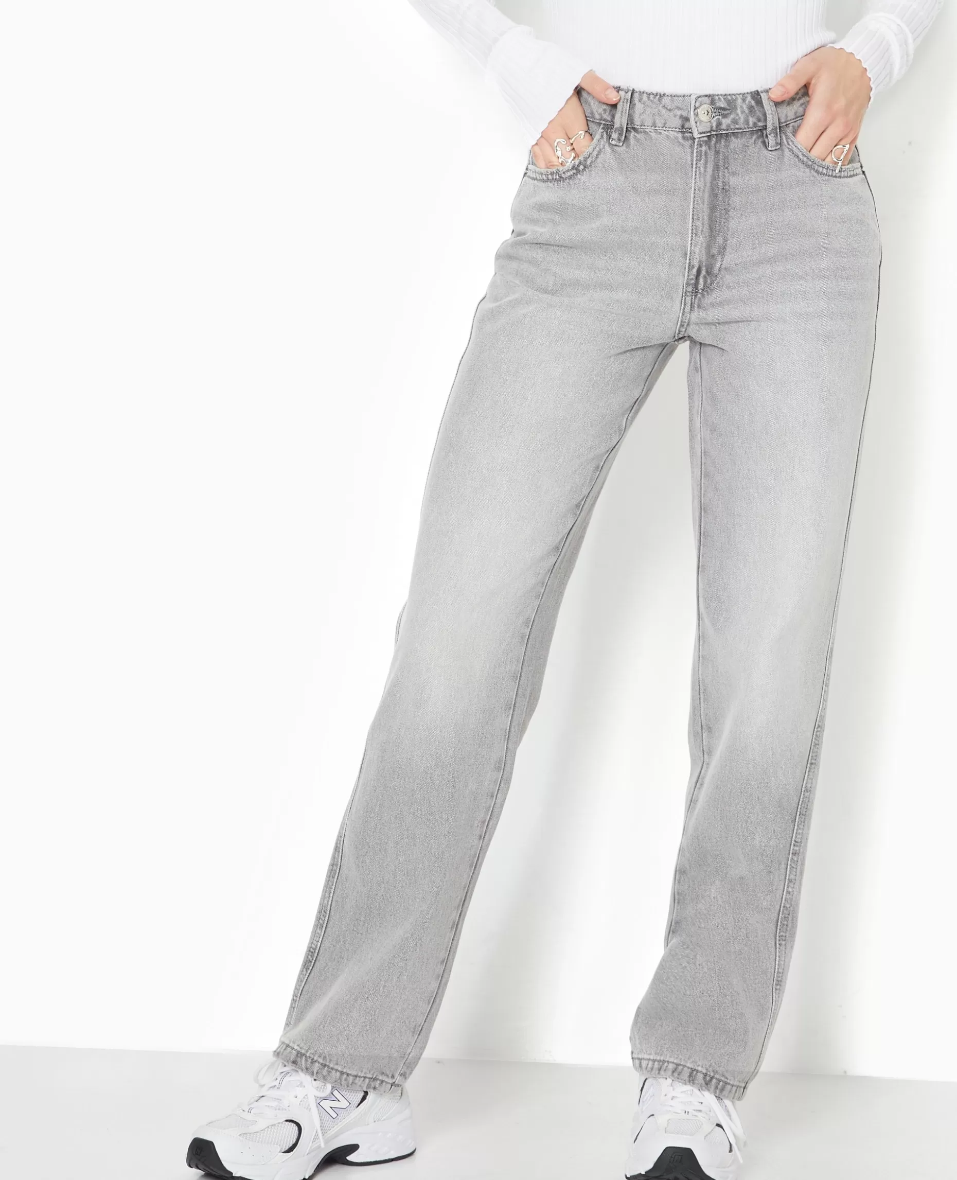 Clearance Pimkie Jean Droit Taille Regular - gris clair