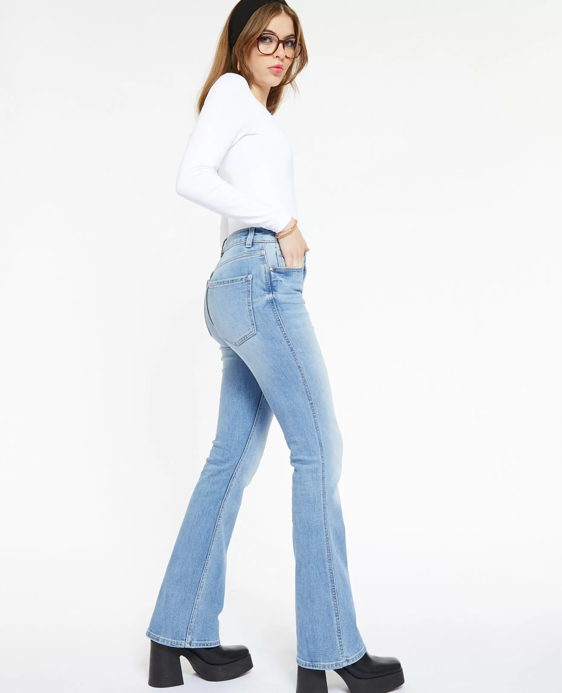 Store Pimkie Jean Flare Taille Haute - bleu