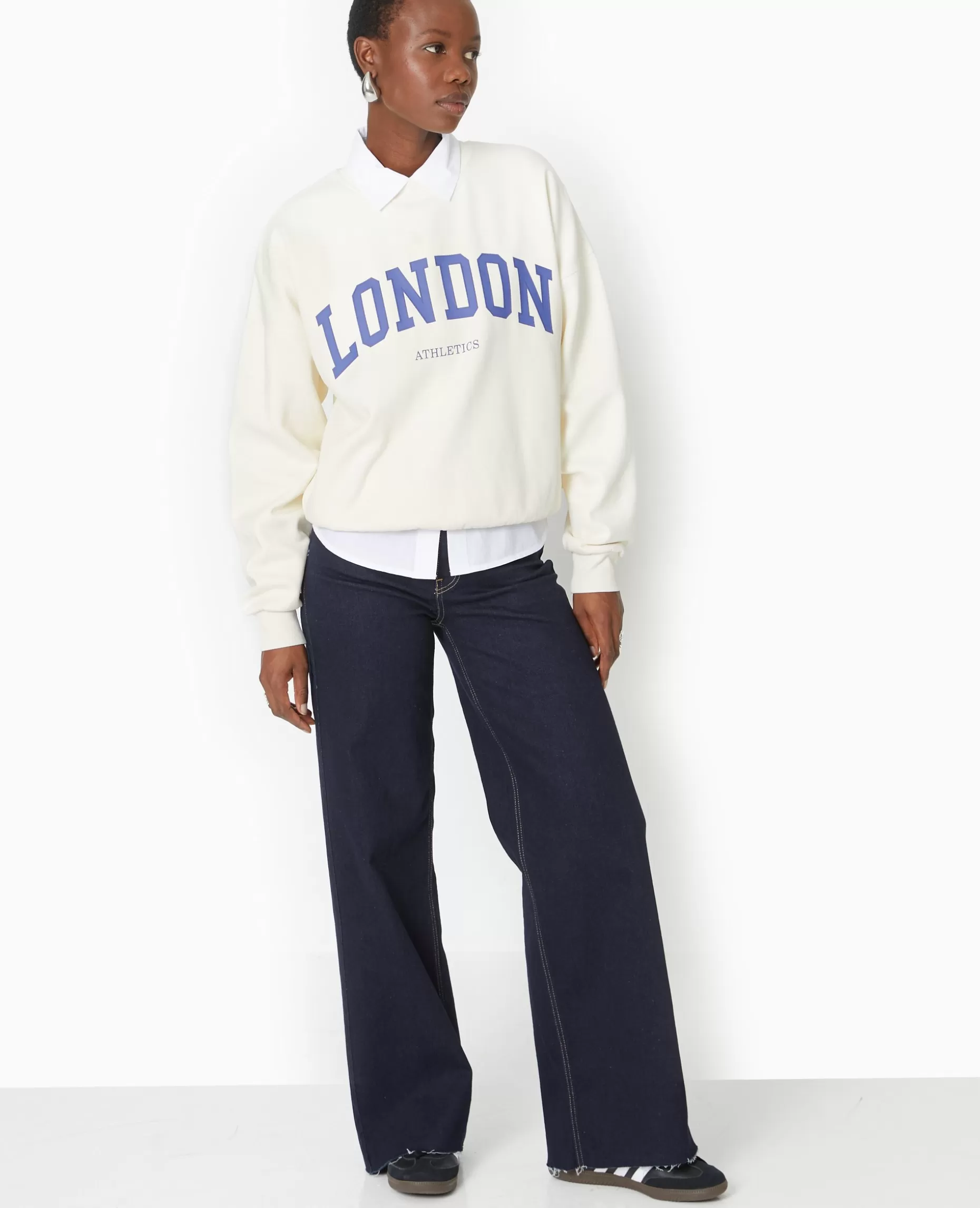 Sale Pimkie Jean Flare Taille Haute Avec Bas Coupés - bleu
