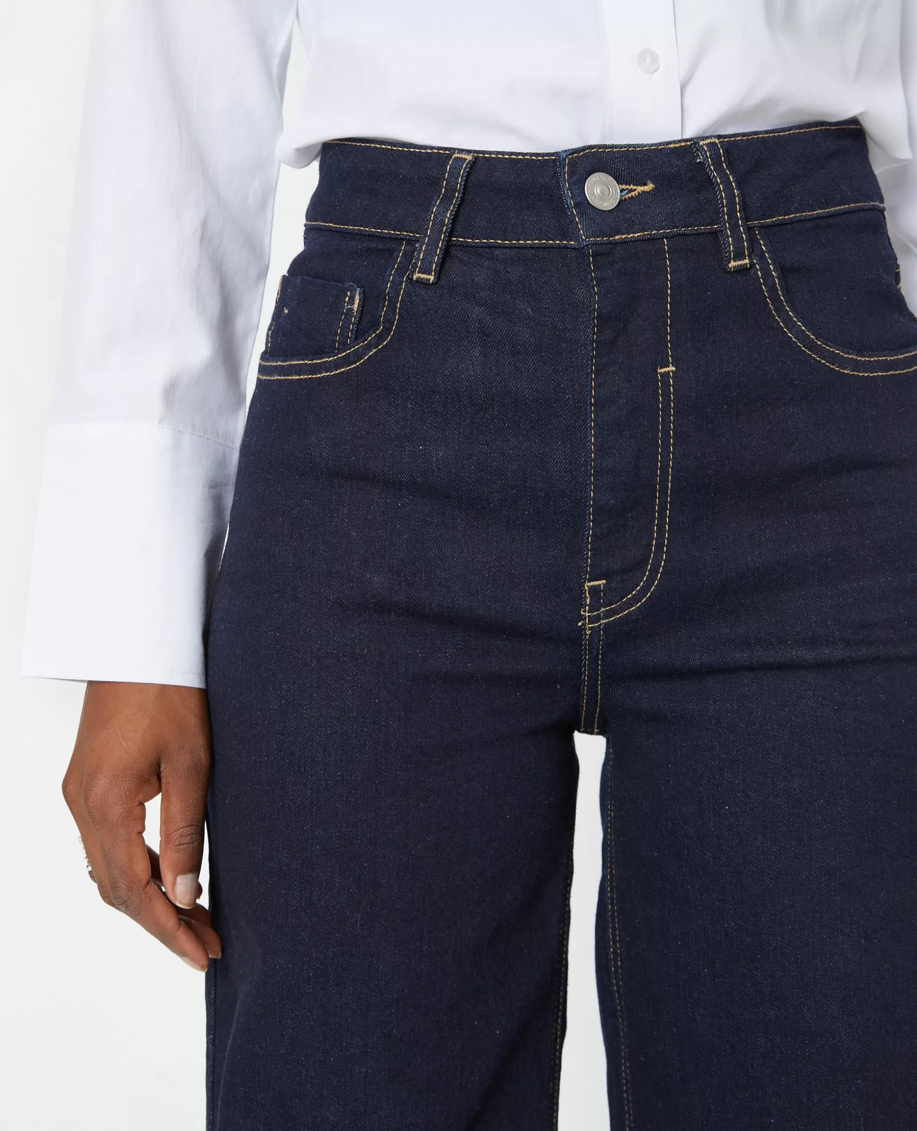 Sale Pimkie Jean Flare Taille Haute Avec Bas Coupés - bleu