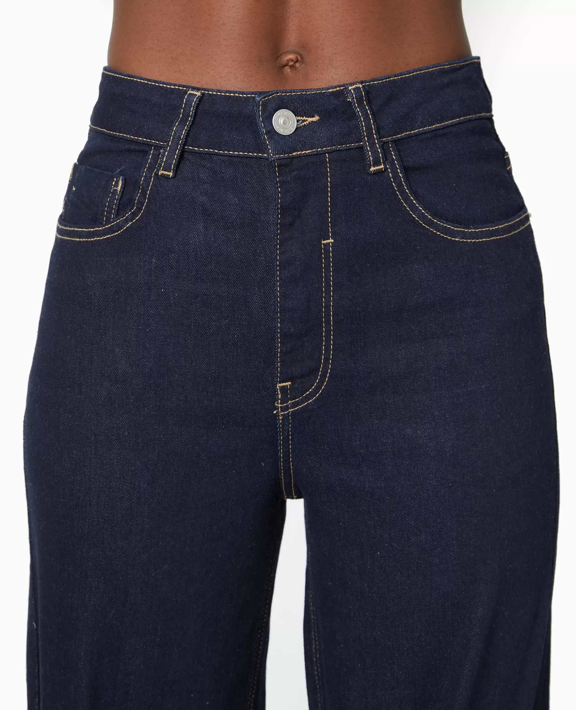 Sale Pimkie Jean Flare Taille Haute Avec Bas Coupés - bleu