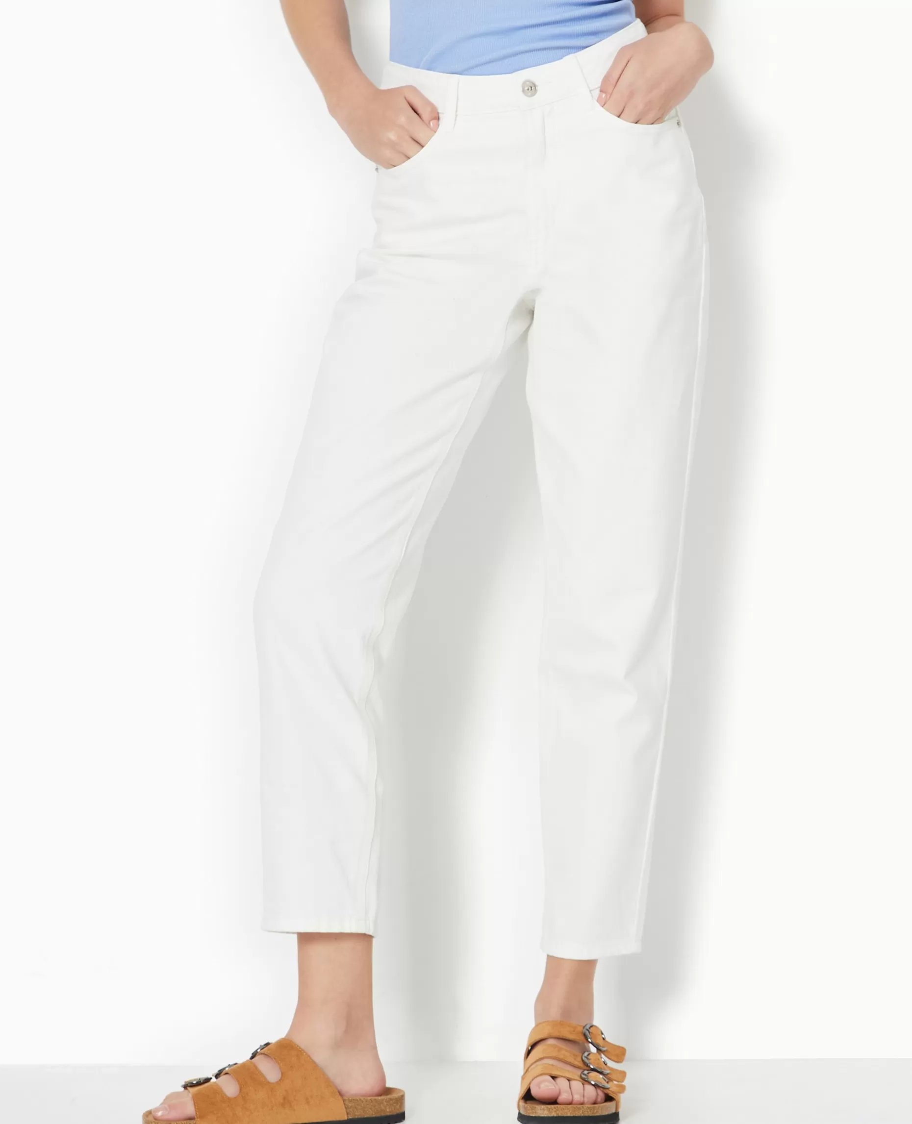 Store Pimkie Jean Mom Taille Haute - blanc