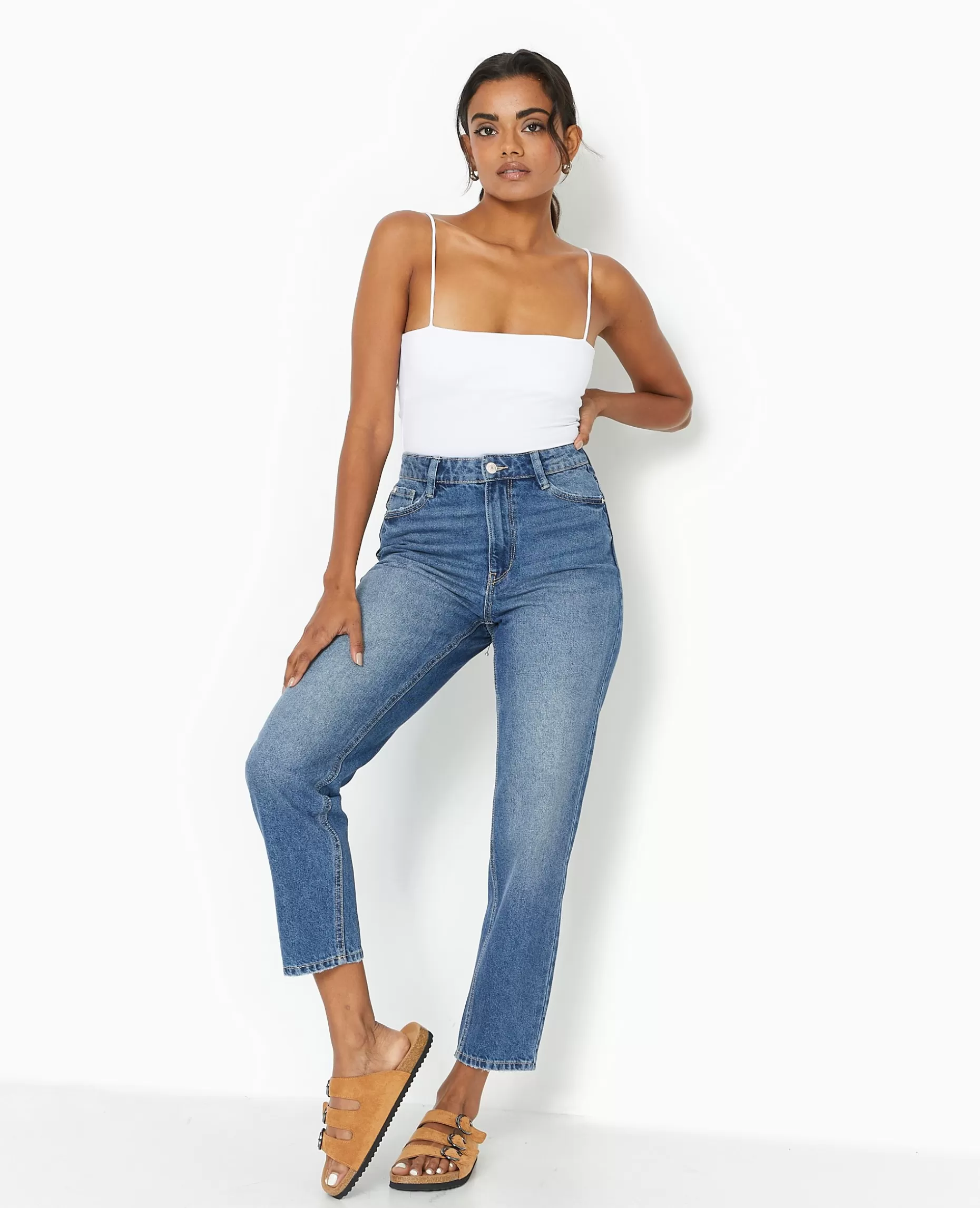 Hot Pimkie Jean Mom Taille Haute - bleu