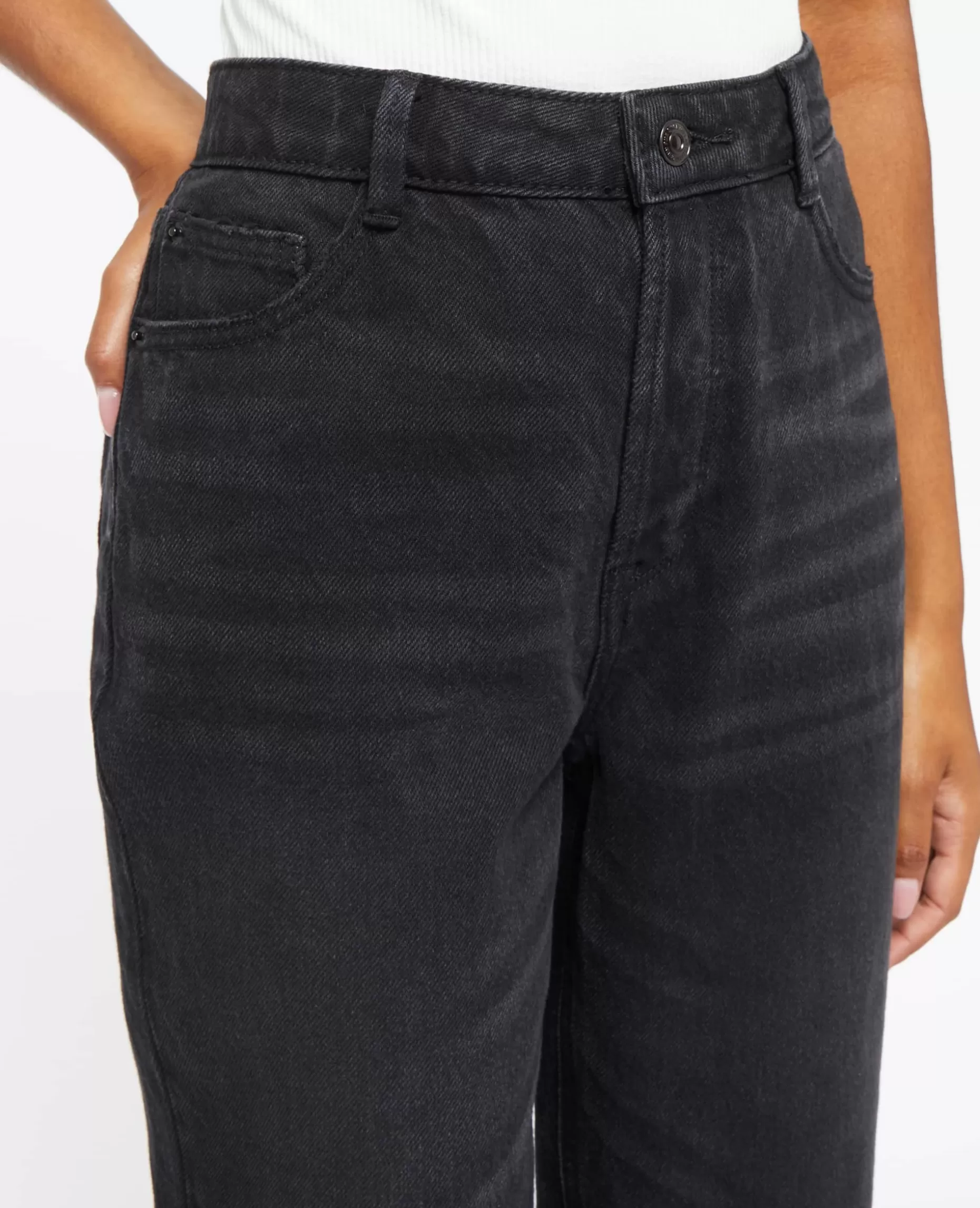 Online Pimkie Jean Mom Taille Haute Trashé - noir