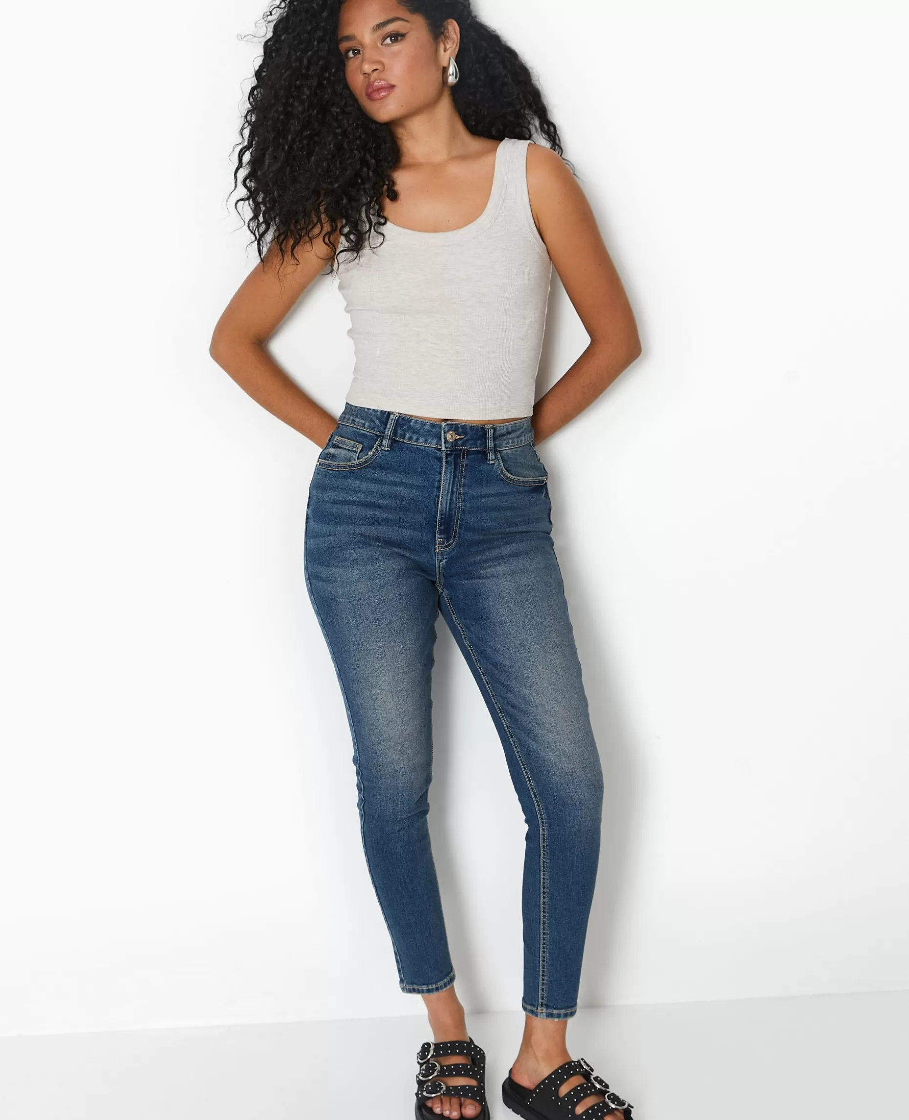 Sale Pimkie Jean Skinny Taille Haute - bleu