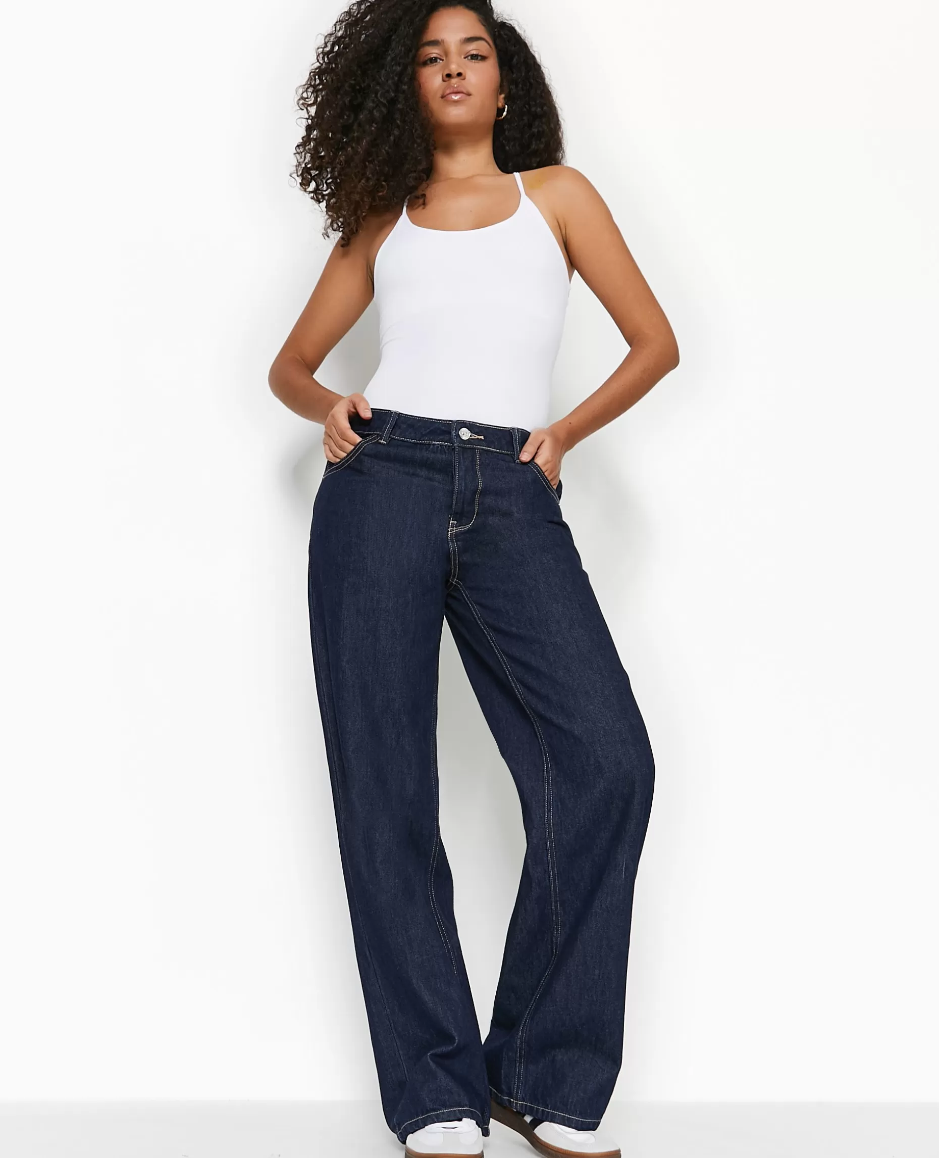 Best Sale Pimkie Jean Wide Taille Basse - bleu