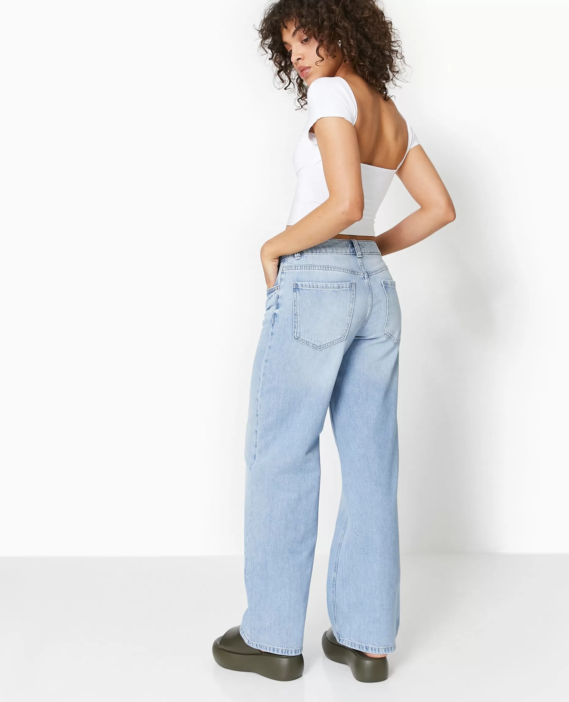 New Pimkie Jean Wide Taille Basse - bleu