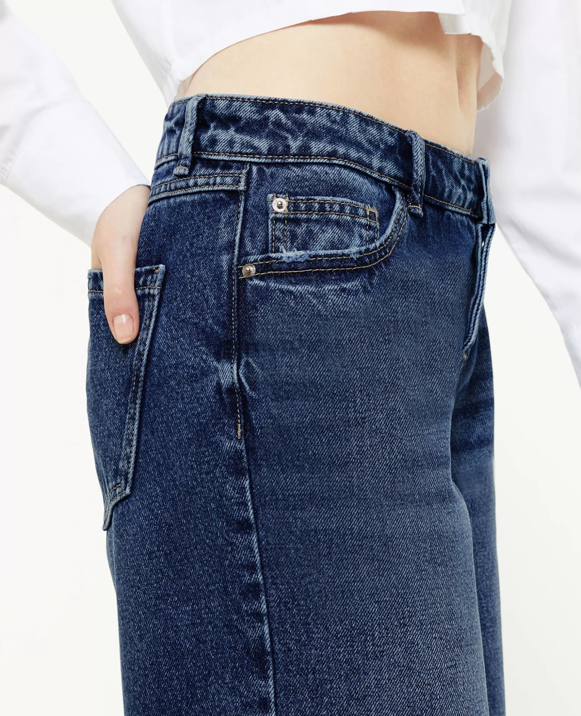 Sale Pimkie Jean Wide Taille Basse - bleu