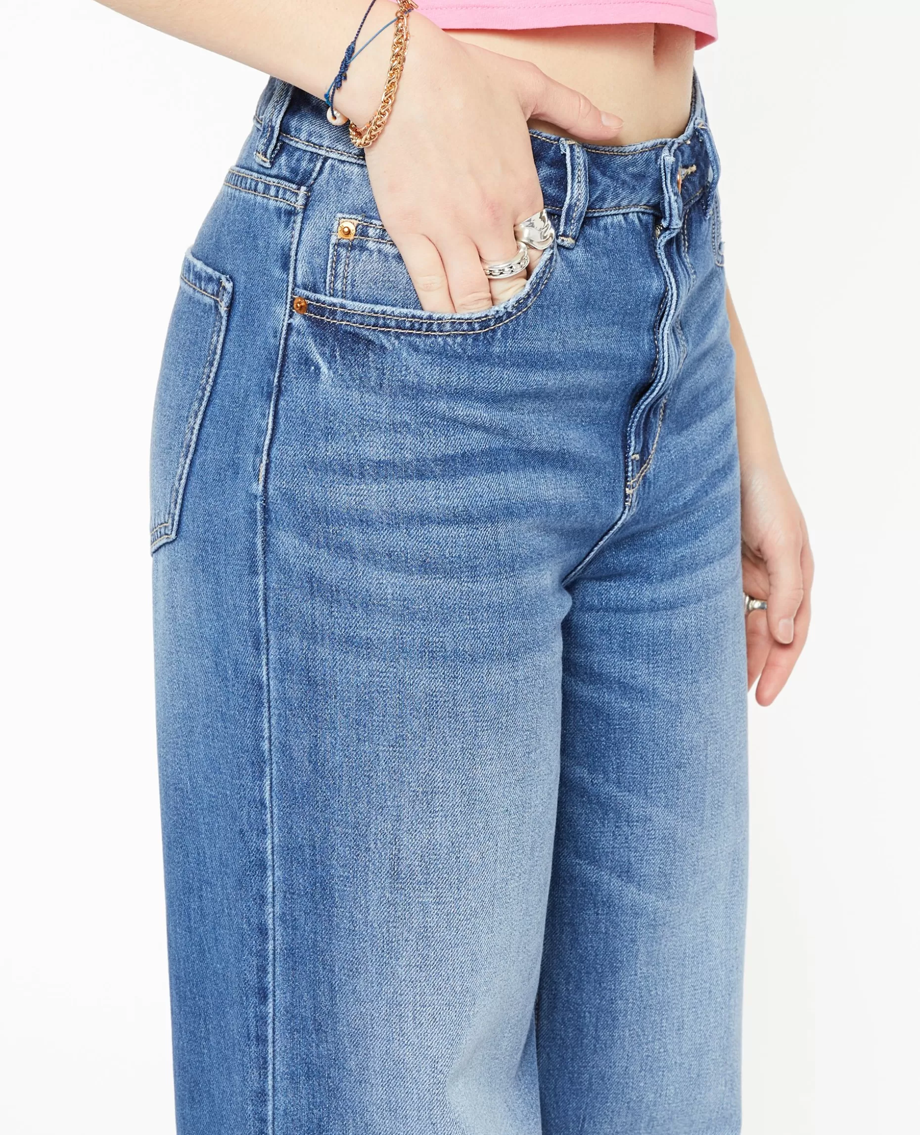 Flash Sale Pimkie Jean Wide Taille Haute - bleu