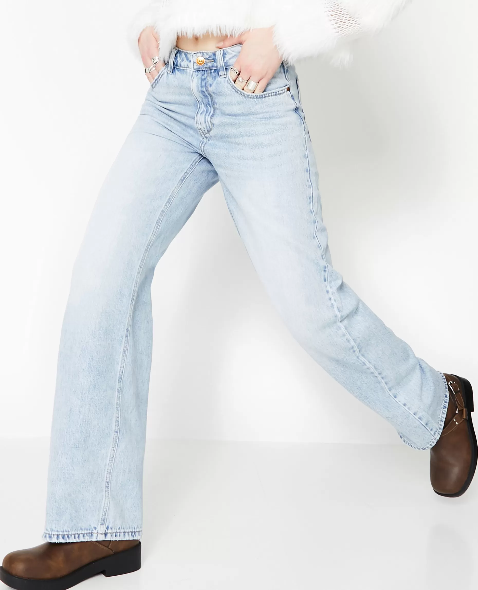 Best Sale Pimkie Jean Wide Taille Haute - bleu clair