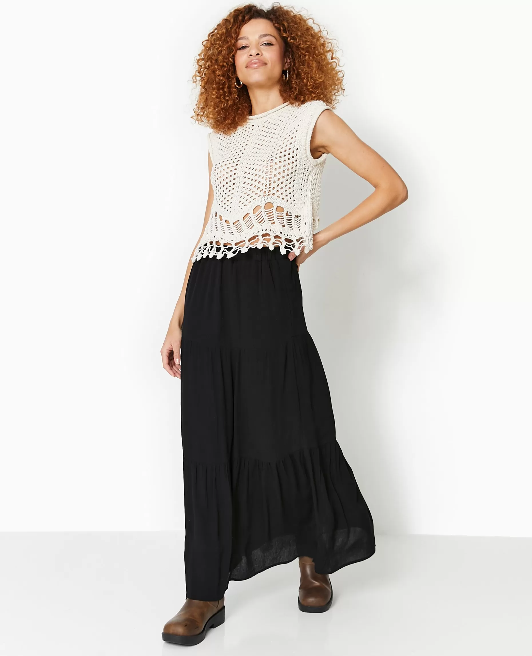 Best Sale Pimkie Jupon Long à étages - noir