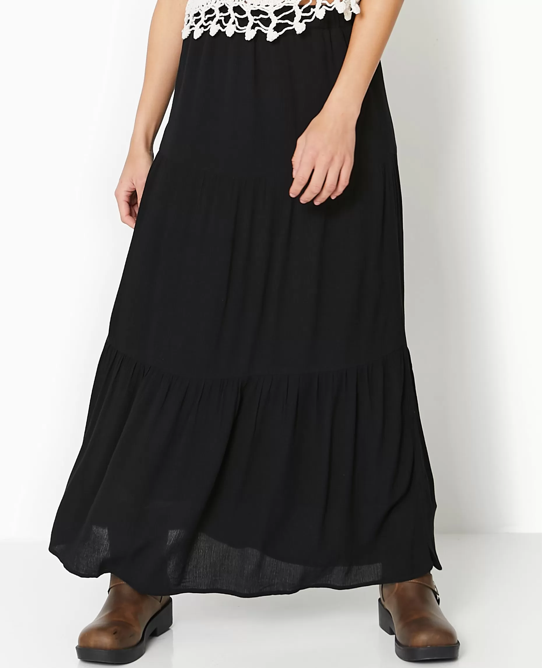 Best Sale Pimkie Jupon Long à étages - noir