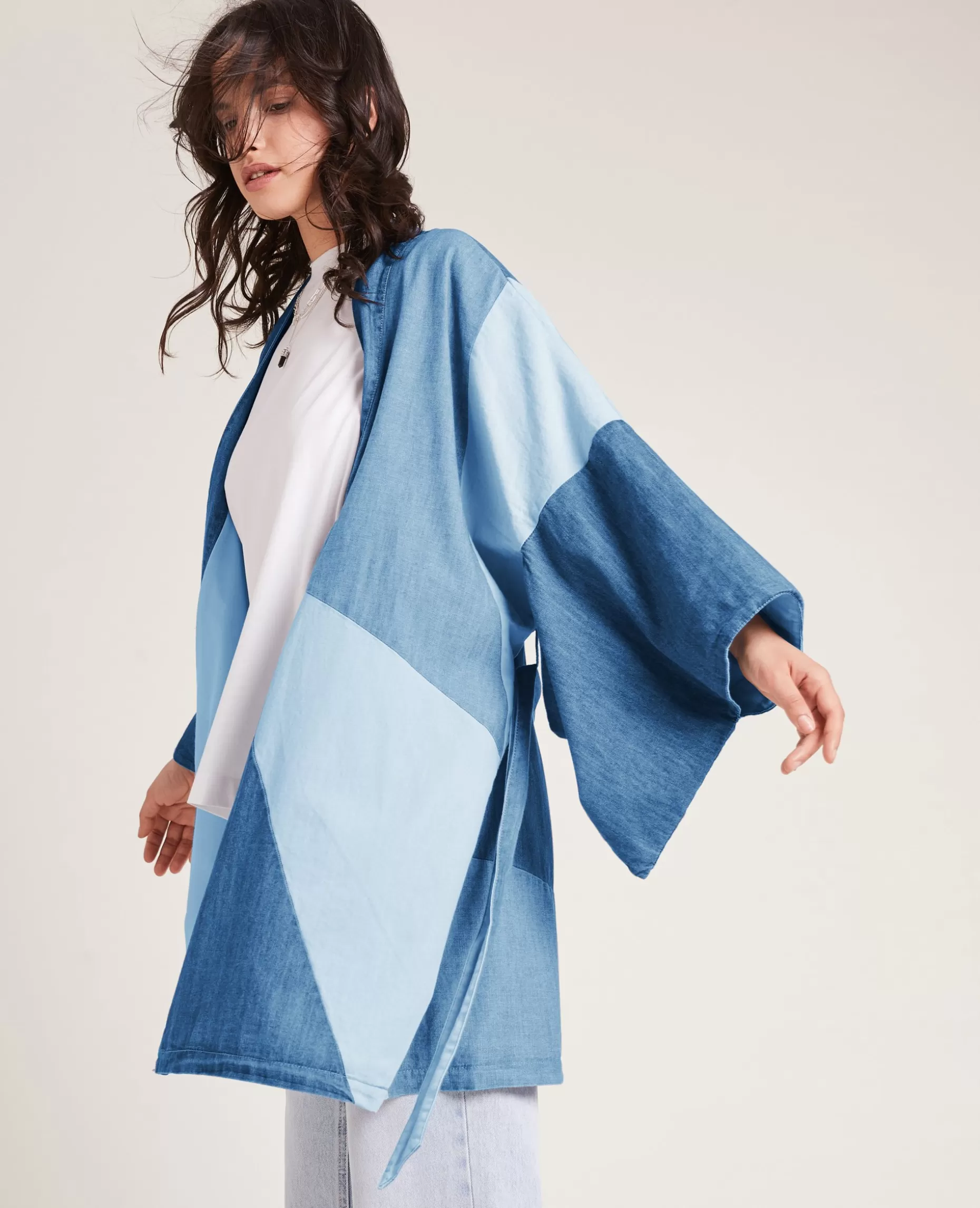 Hot Pimkie Kimono En Jean 3 Couleurs - blanc