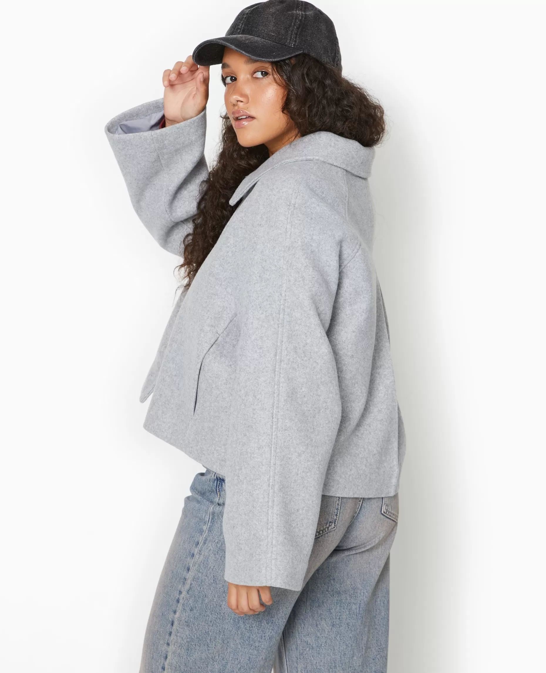 Store Pimkie Manteau Court Drap De Laine - gris clair