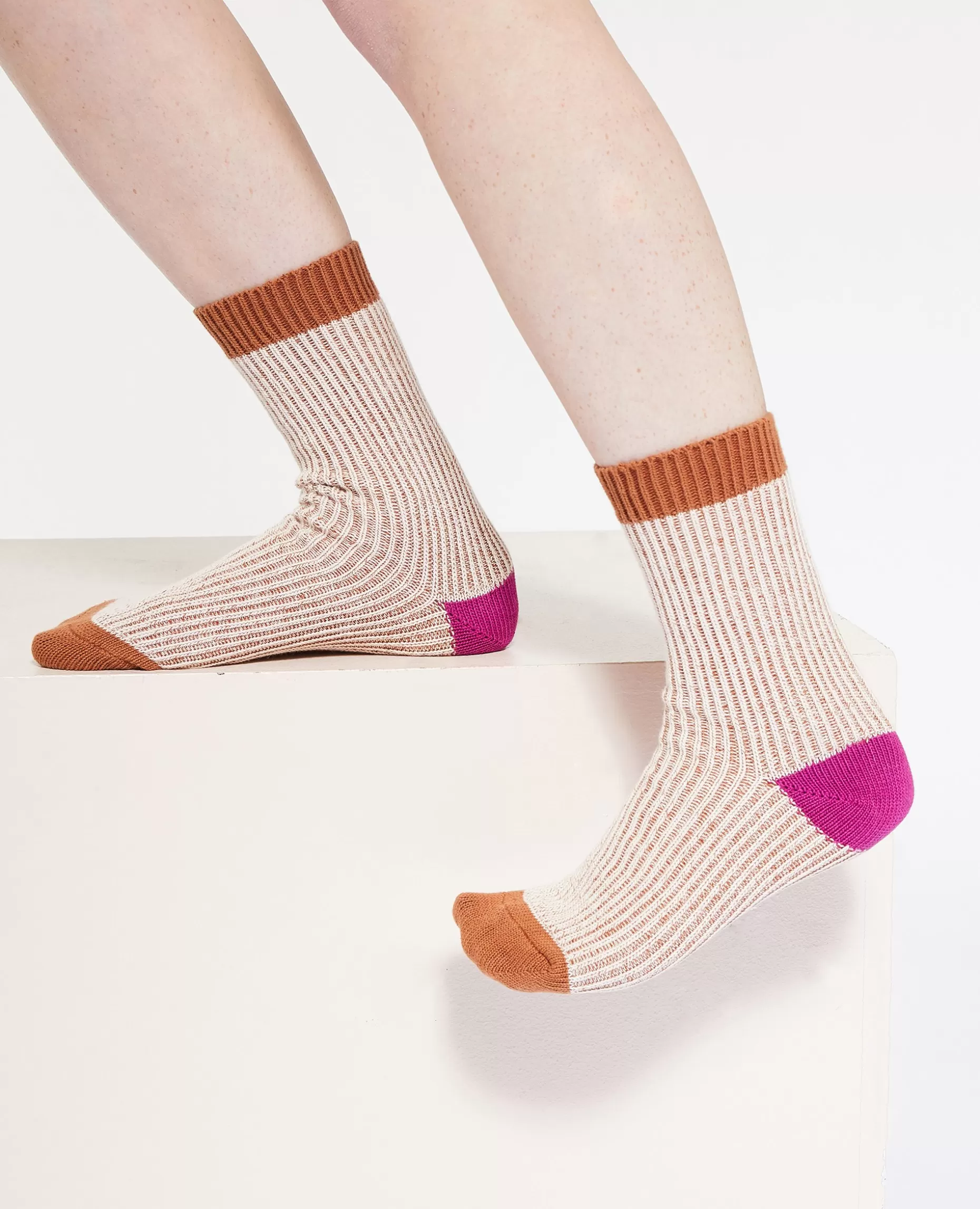 Outlet Pimkie Paire De Chaussettes En Maille Mélangée - marron