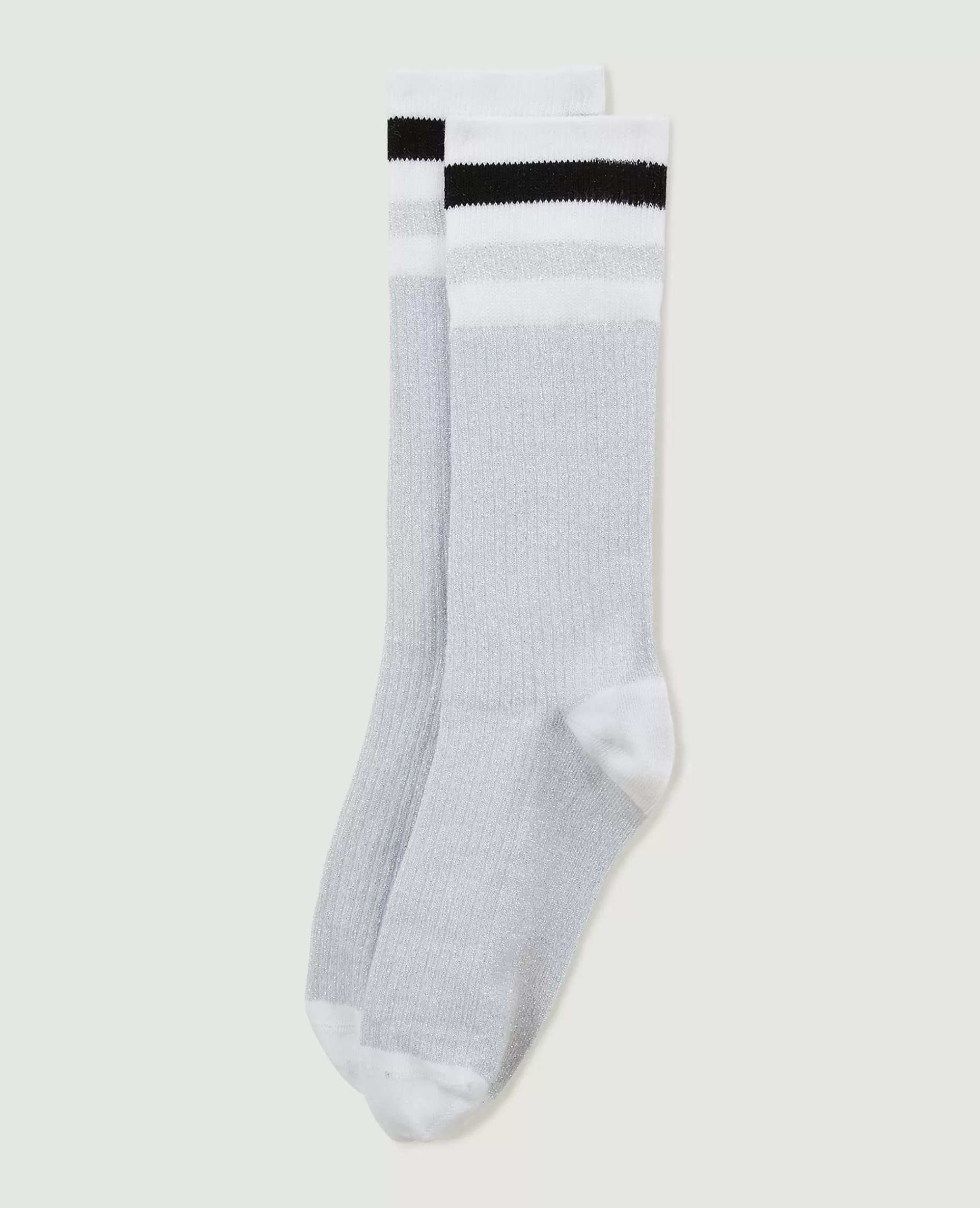 Fashion Pimkie Paire De Chaussettes Hautes Avec Lurex - gris clair