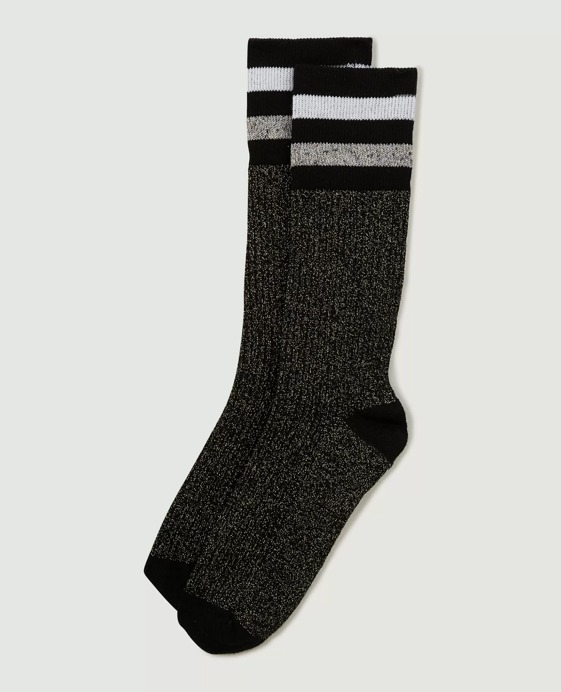 Fashion Pimkie Paire De Chaussettes Hautes Avec Lurex - noir