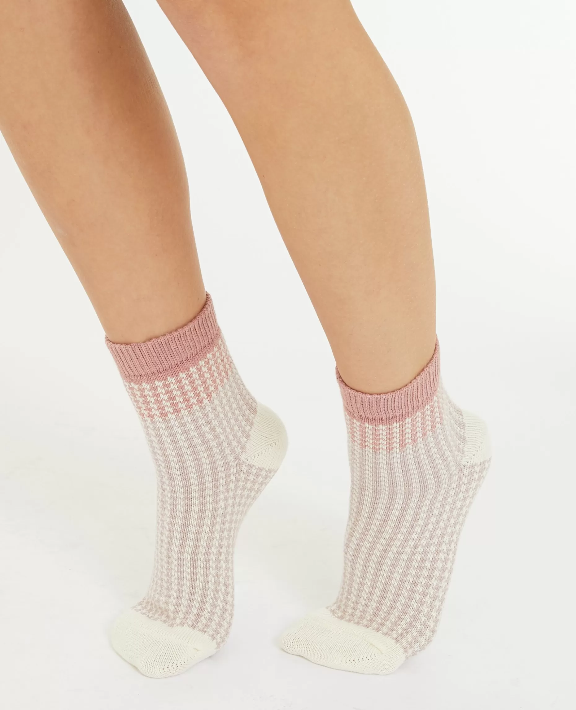 Sale Pimkie Paire De Chaussettes Motif Pied-de-poule - rose clair