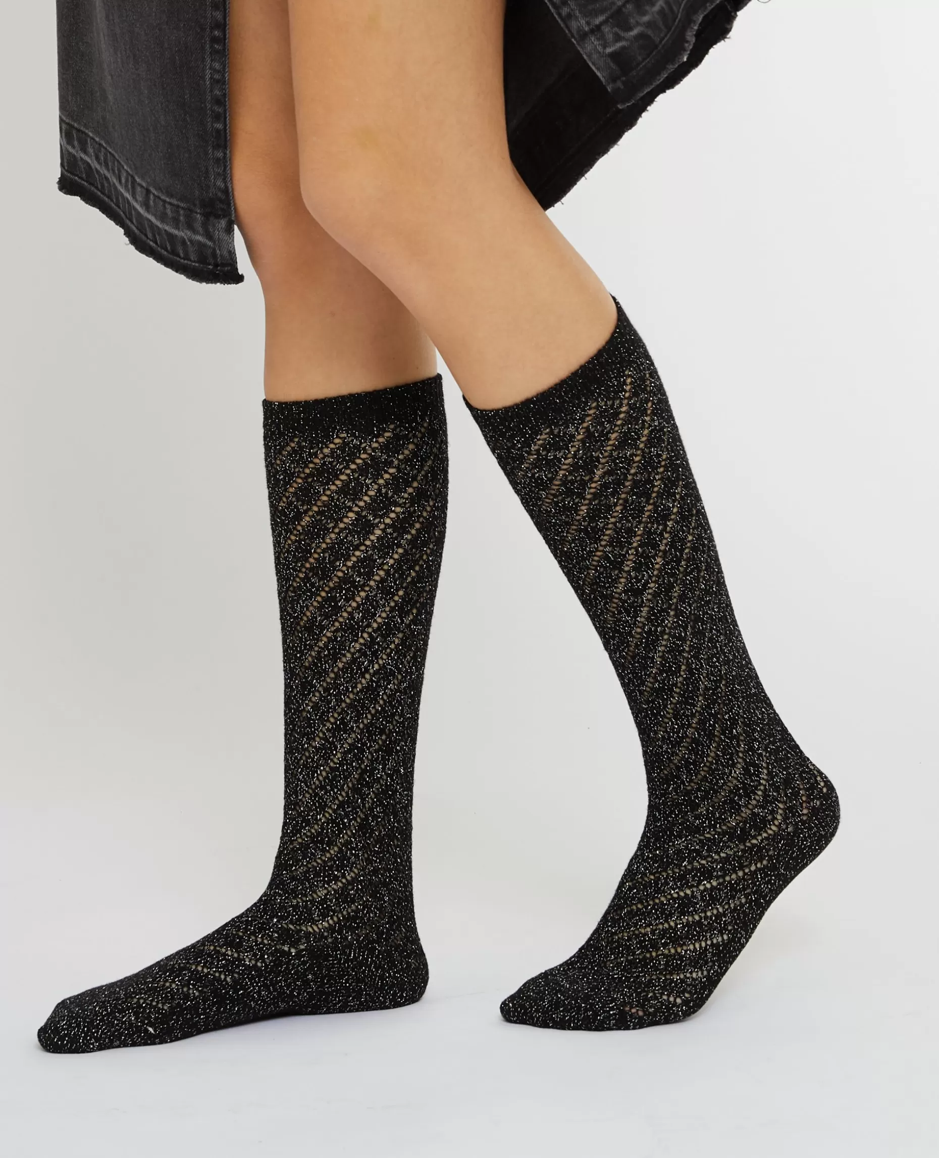 Online Pimkie Paires De Chaussettes Hautes Avec Fils Lurex - noir