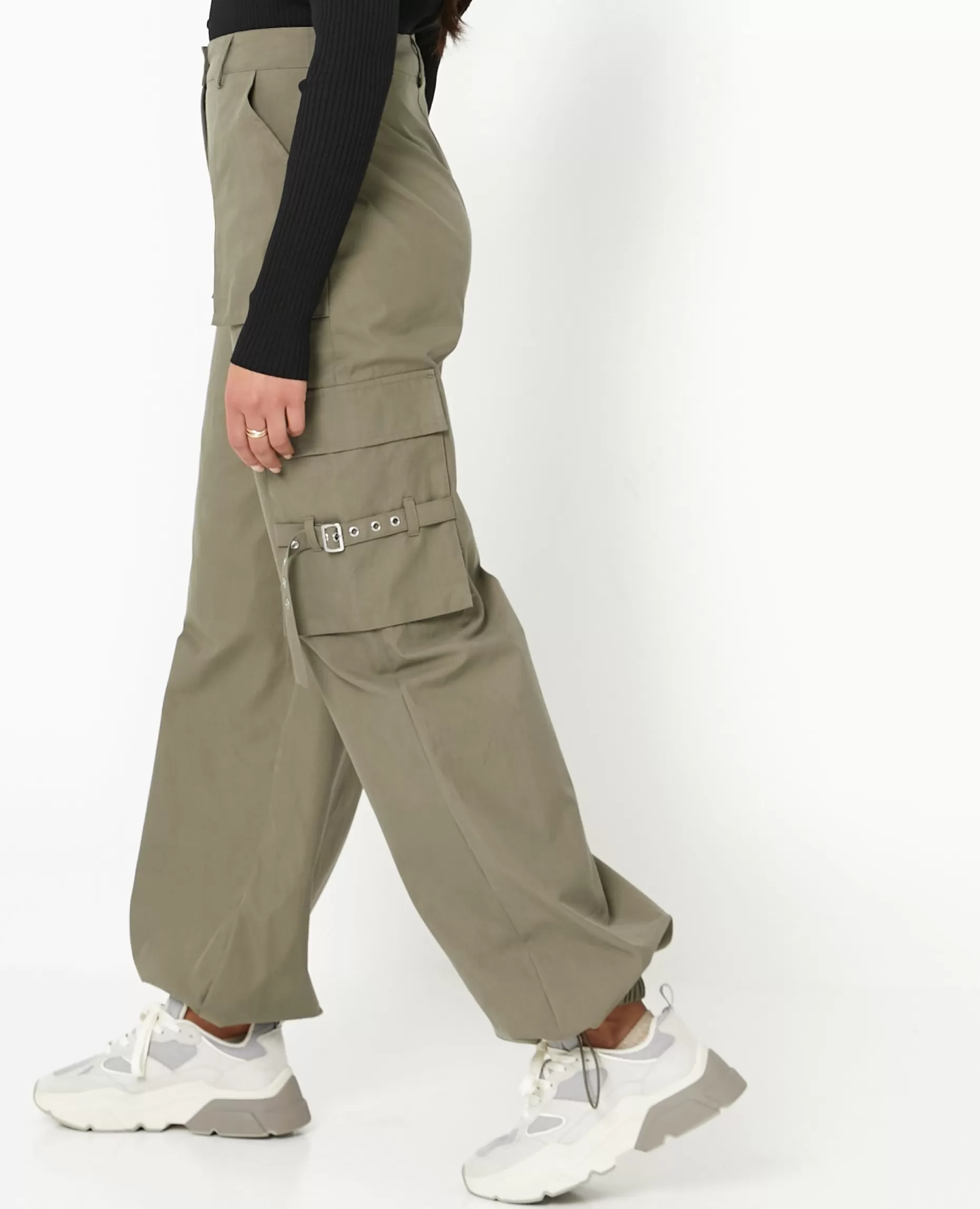 Flash Sale Pimkie Pantalon Cargo Avec Poches Et Sangles - vert kaki