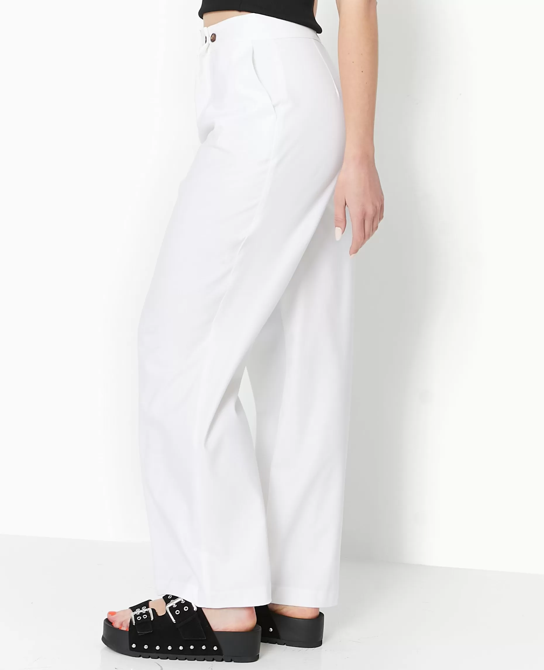 Cheap Pimkie Pantalon Droit Avec Jeu De Boutonnage Devant - blanc