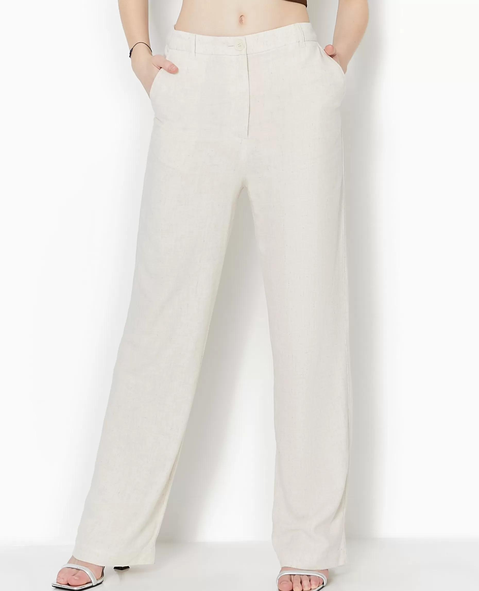 Flash Sale Pimkie Pantalon Droit Avec Lin - blanc