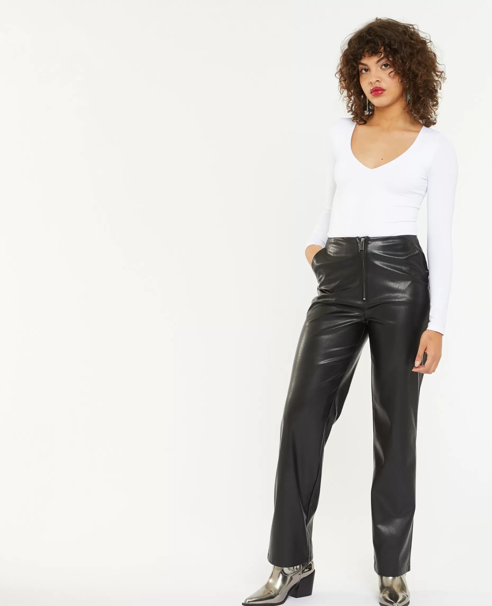 Outlet Pimkie Pantalon Droit En Simili - noir